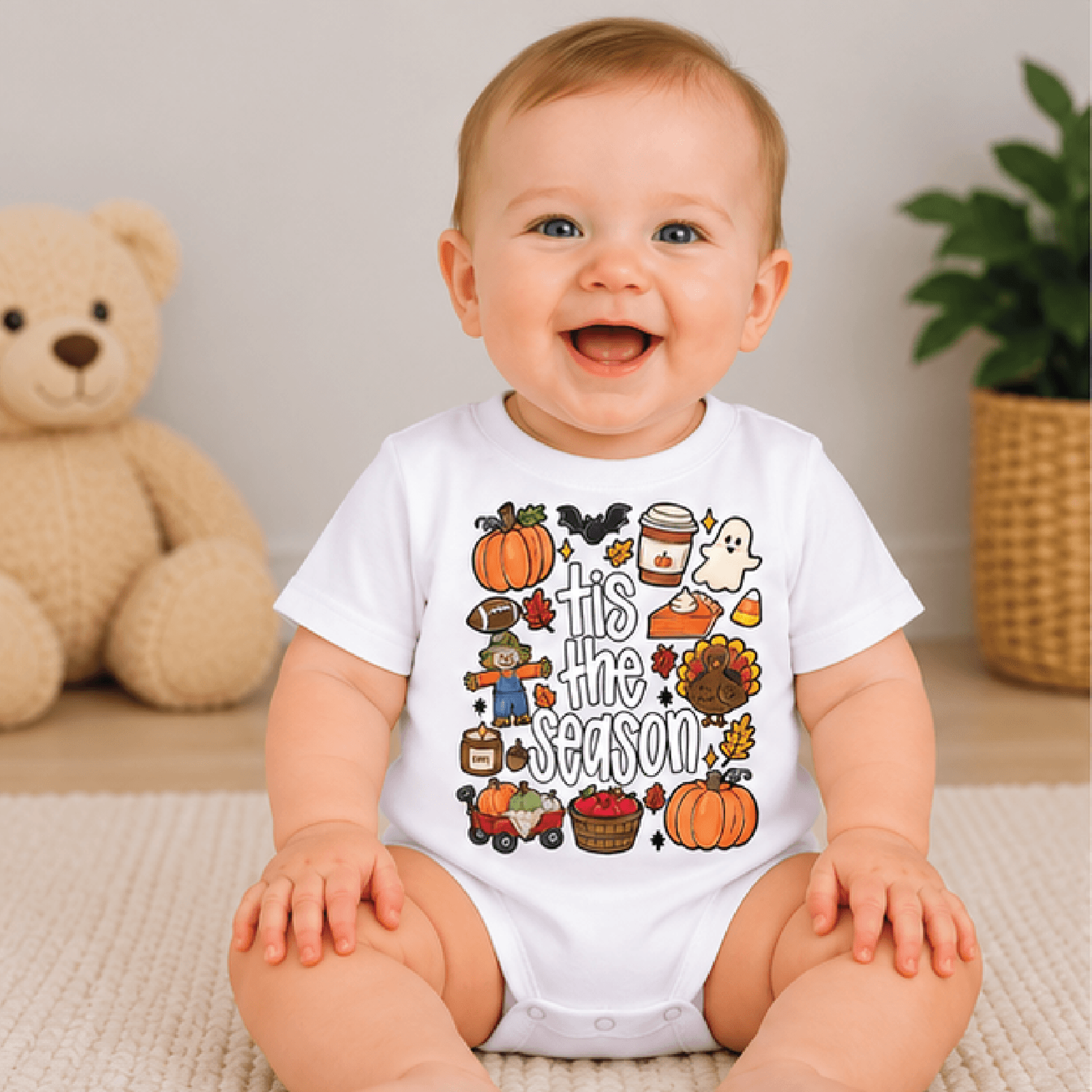 tis the season halloween kids t-shirt, cute ghost pumpkin toddler tee, spooky season shirt, halloween baby romper