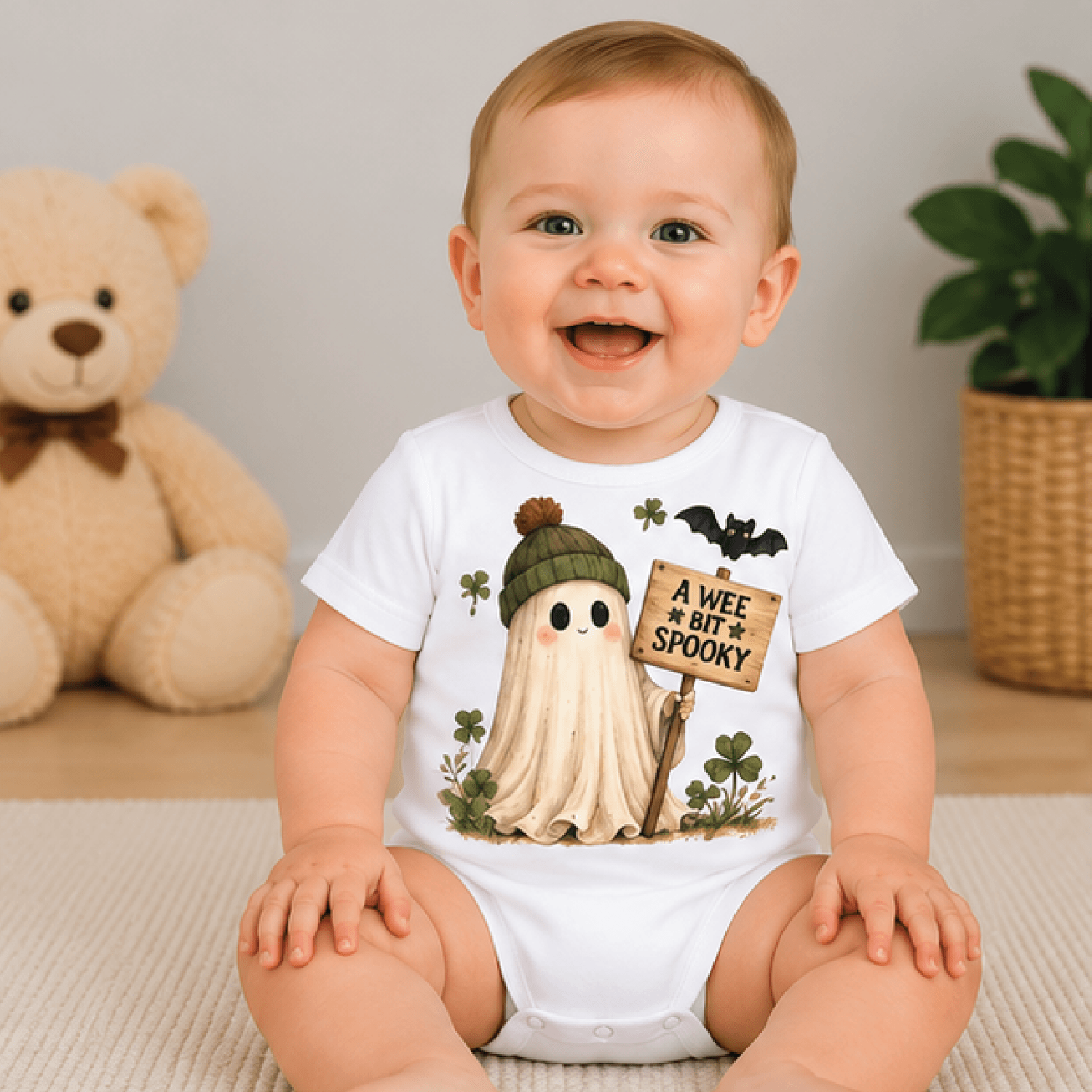 a wee bit spooky irish halloween kids t-shirt, cute celtic ghost toddler tee, irish spooky shirt, halloween baby romper