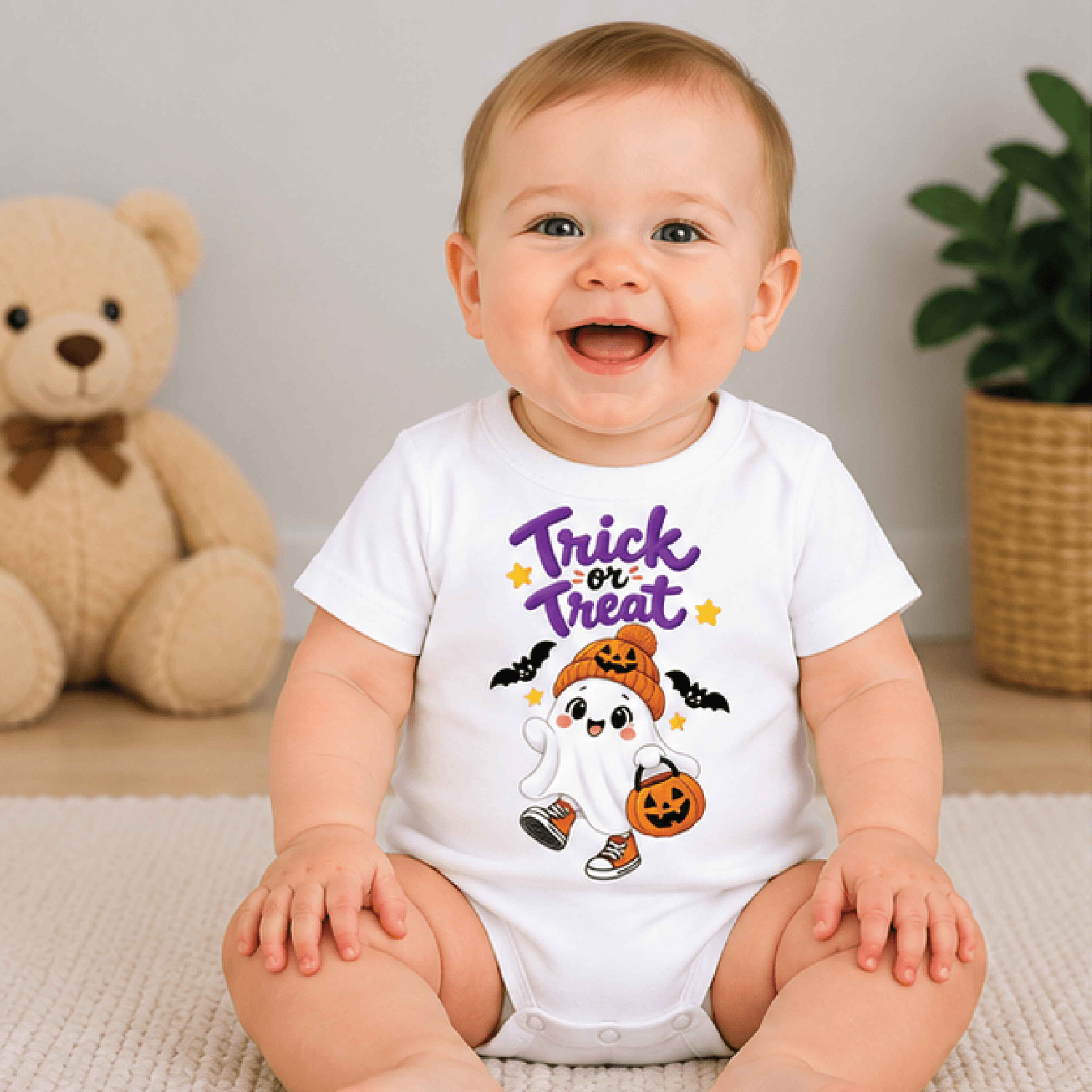 trick or treat halloween kids t-shirt, cute ghost pumpkin toddler tee, spooky candy shirt, halloween baby romper