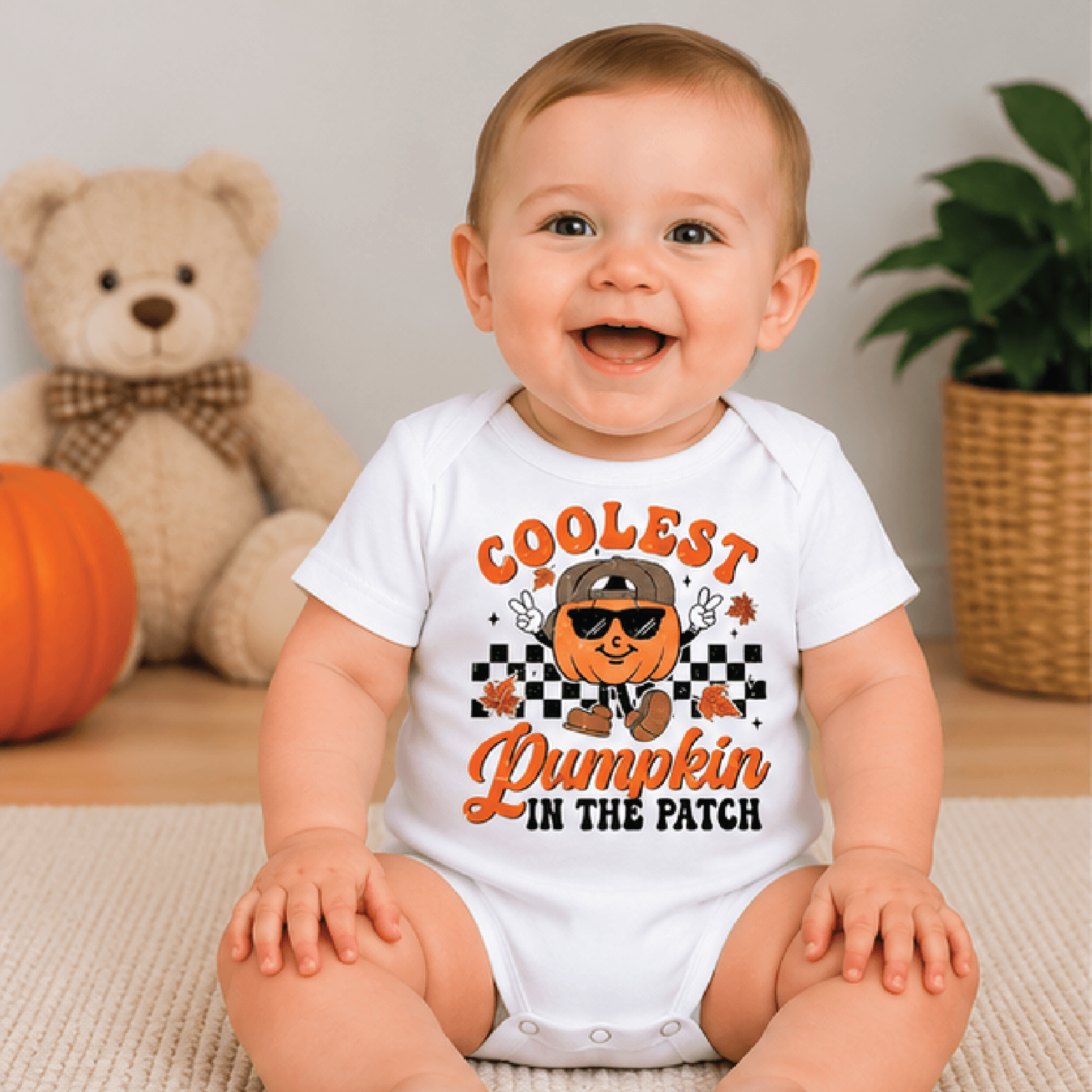 coolest pumpkin in the patch kids t-shirt, retro fall pumpkin toddler tee, cute autumn shirt, thanksgiving baby romper