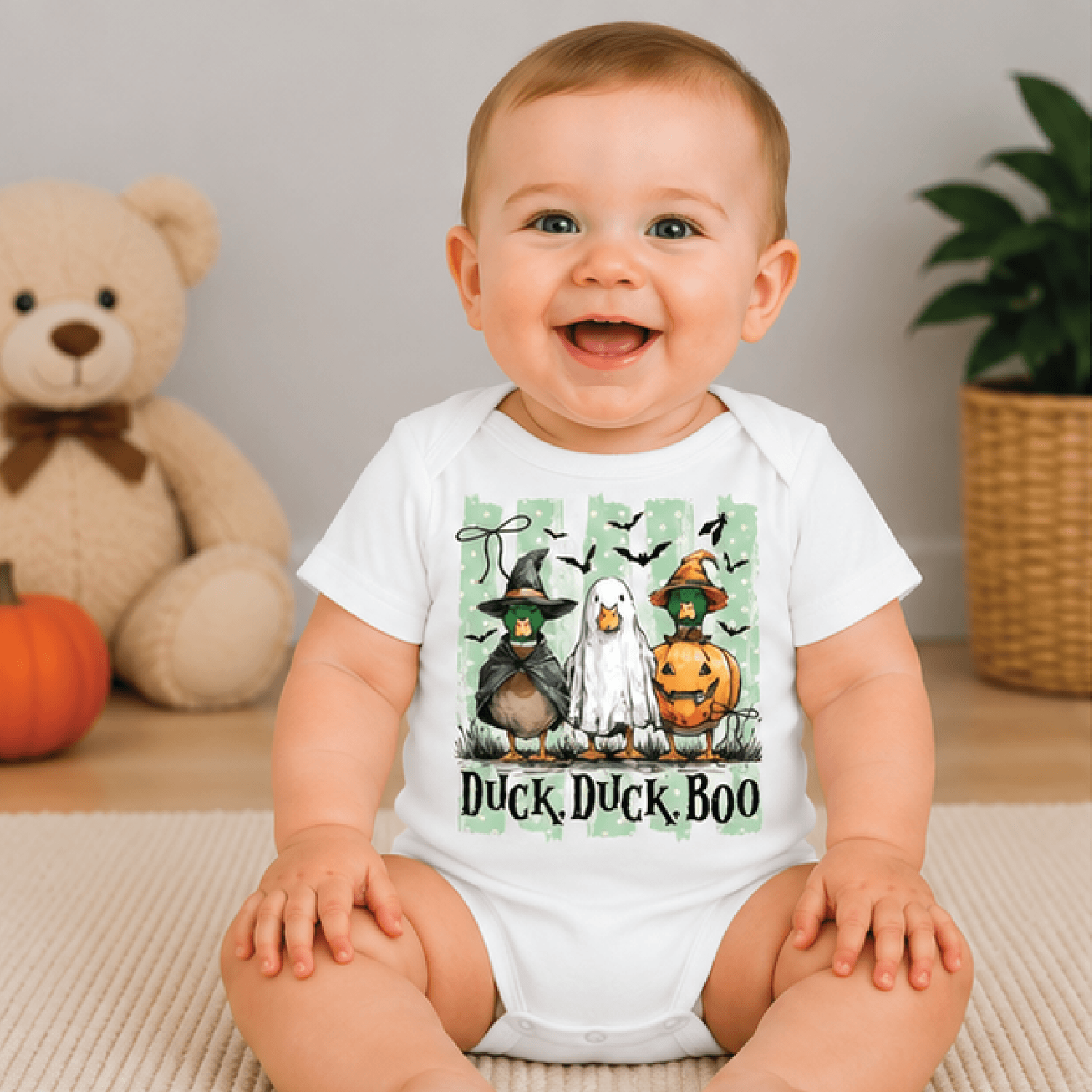 duck duck boo halloween kids t-shirt, cute ghost duck toddler tee, funny spooky goose shirt, halloween baby romper