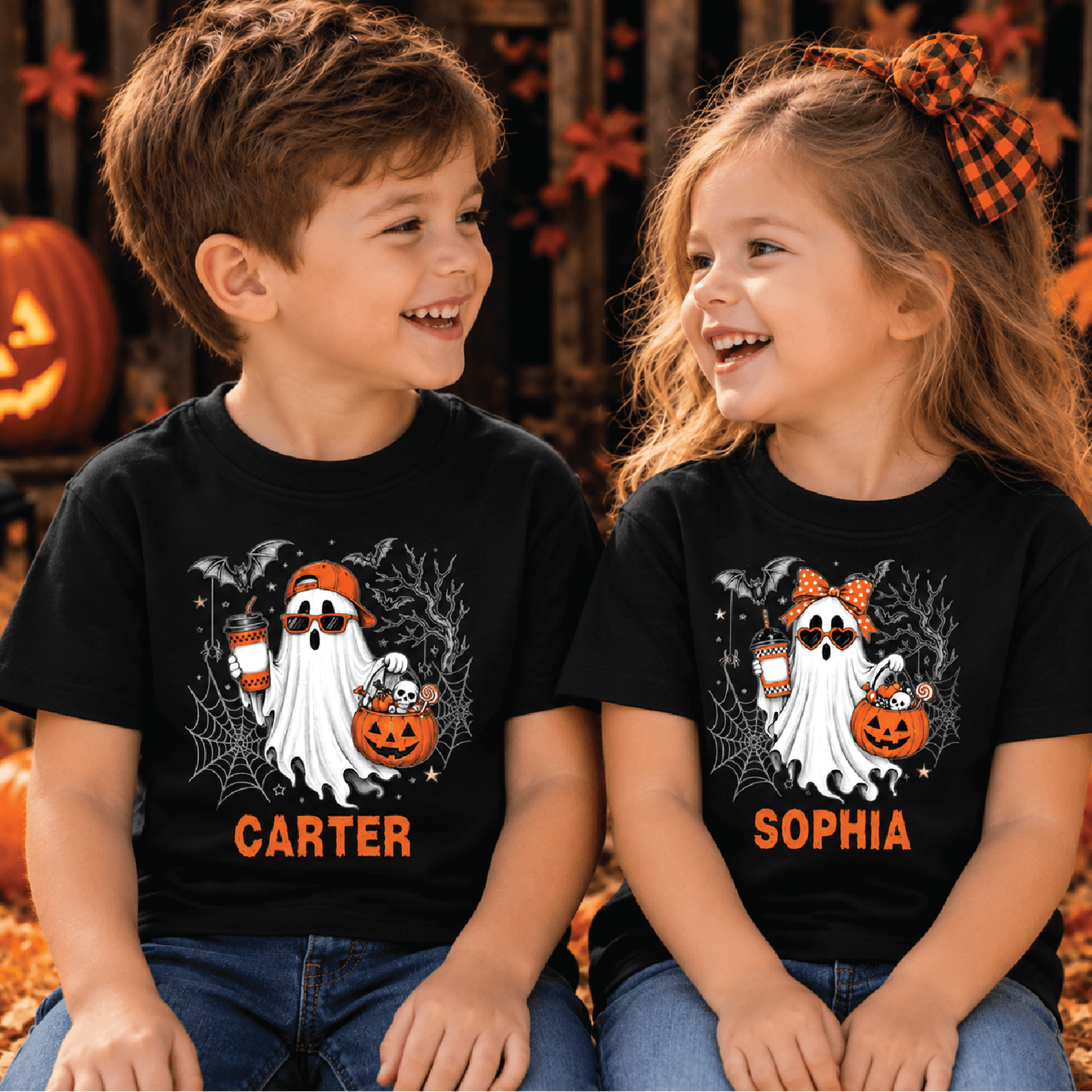 personalized ghost halloween kids t-shirt, custom name spooky toddler tee, cute halloween shirt, baby ghost romper