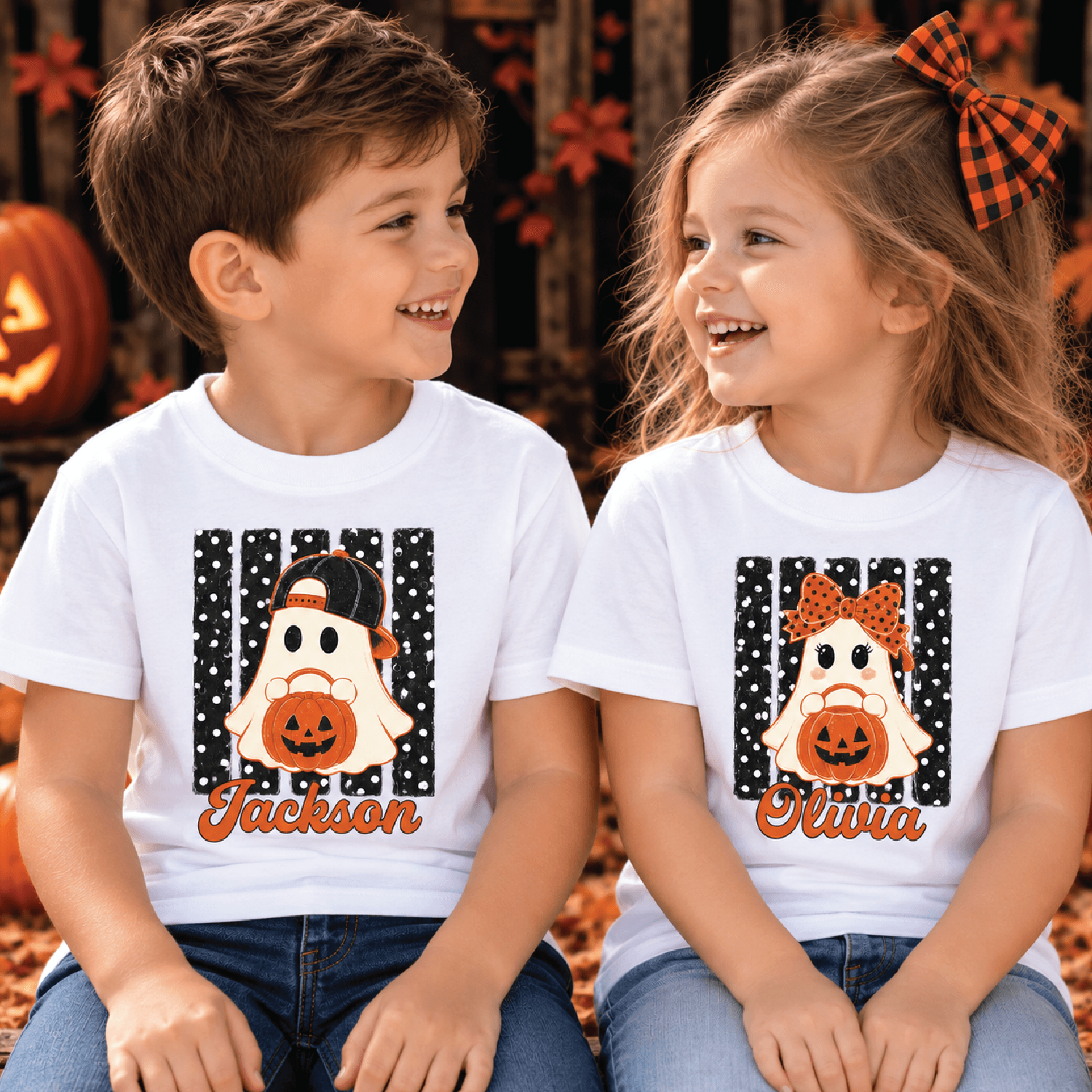 personalized halloween ghost kids t-shirt, custom name cute ghost toddler tee, spooky pumpkin shirt, baby ghost romper