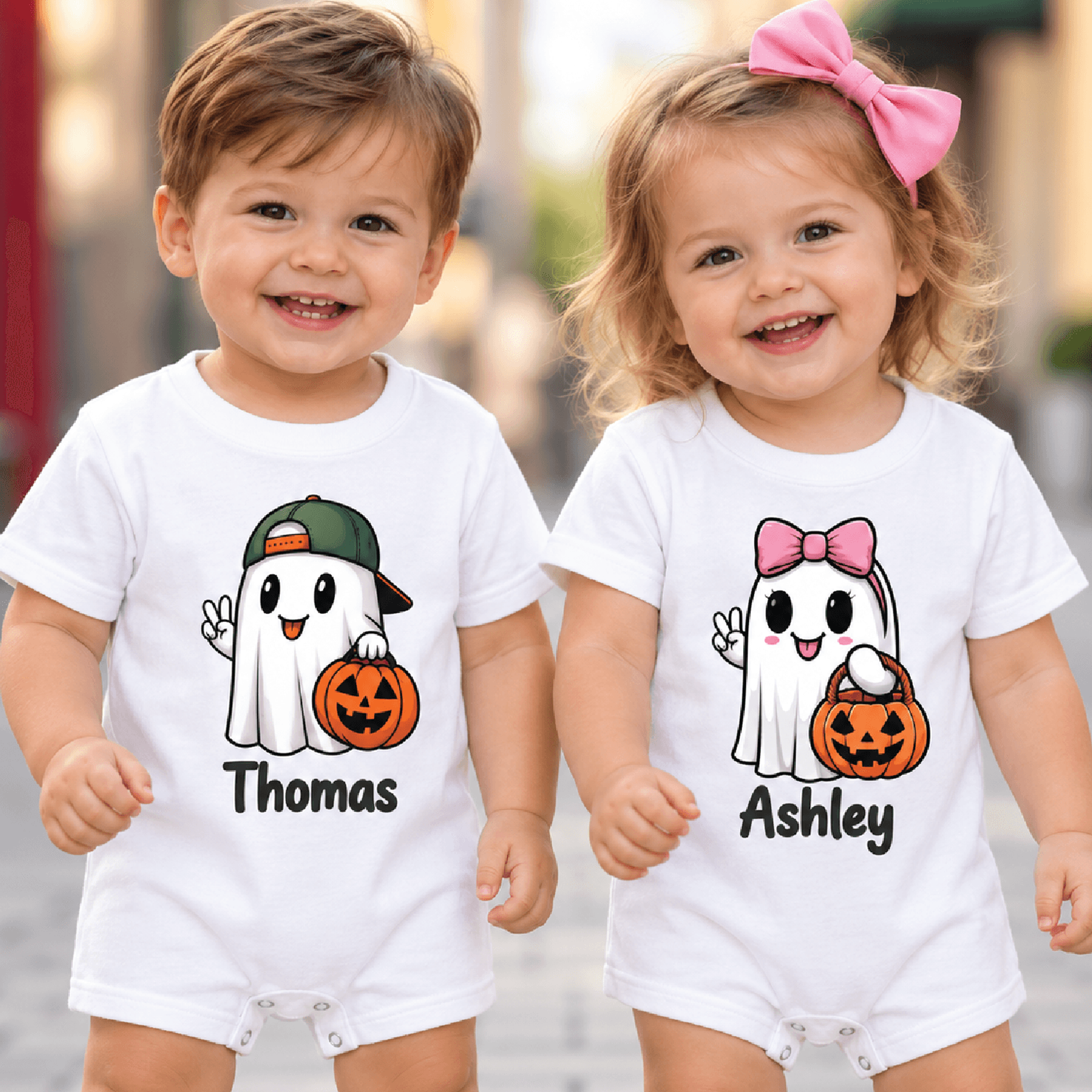 personalized ghost halloween kids t-shirt, custom name ghost toddler tee, cute spooky girls shirt, halloween baby romper