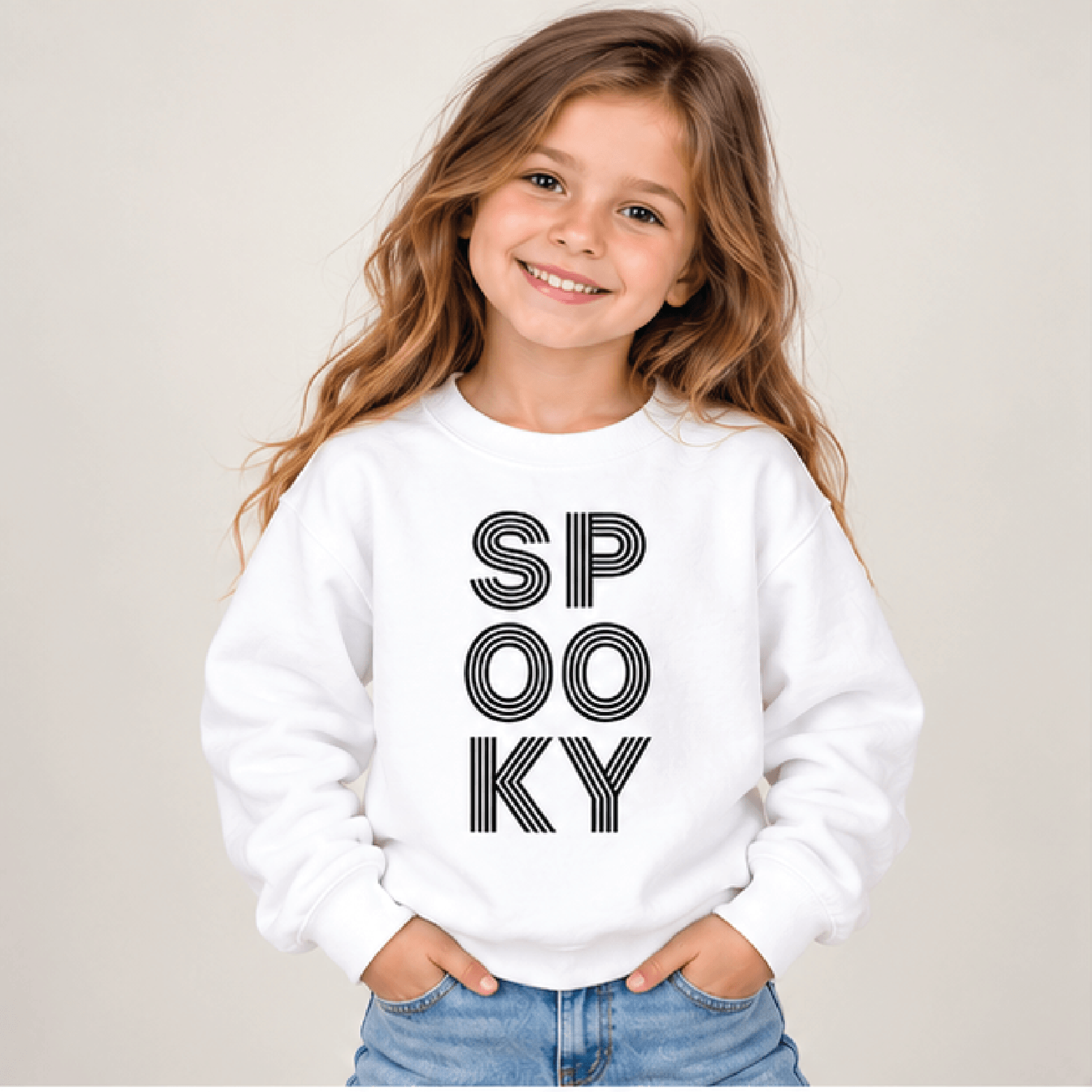 spooky halloween kids t-shirt, retro spooky letter sweatshirt, minimal halloween tee, boys girls spooky season shirt