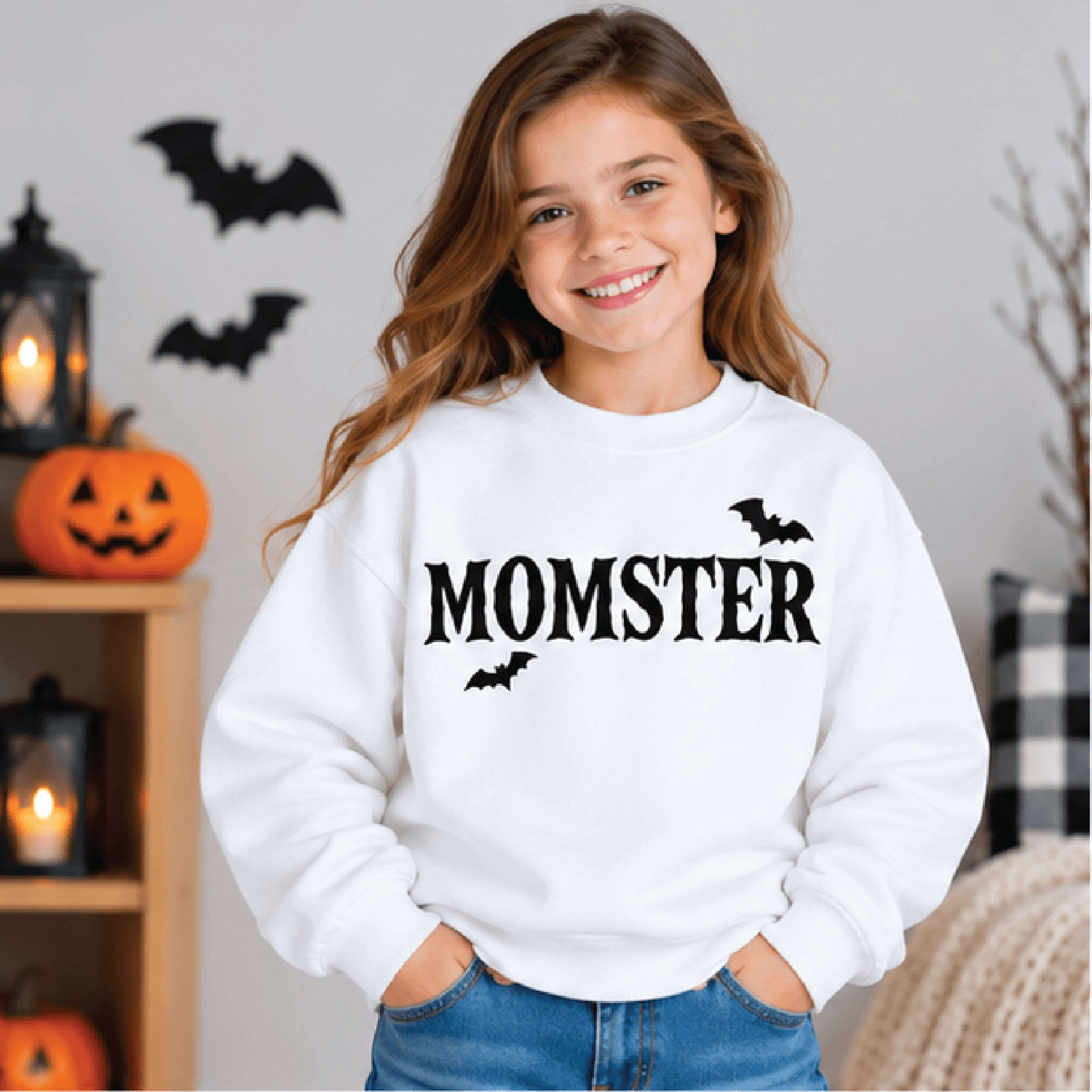 momster halloween sweatshirt, kids youth spooky bat crewneck, funny monster sweater, cute boo crew fall halloween gift