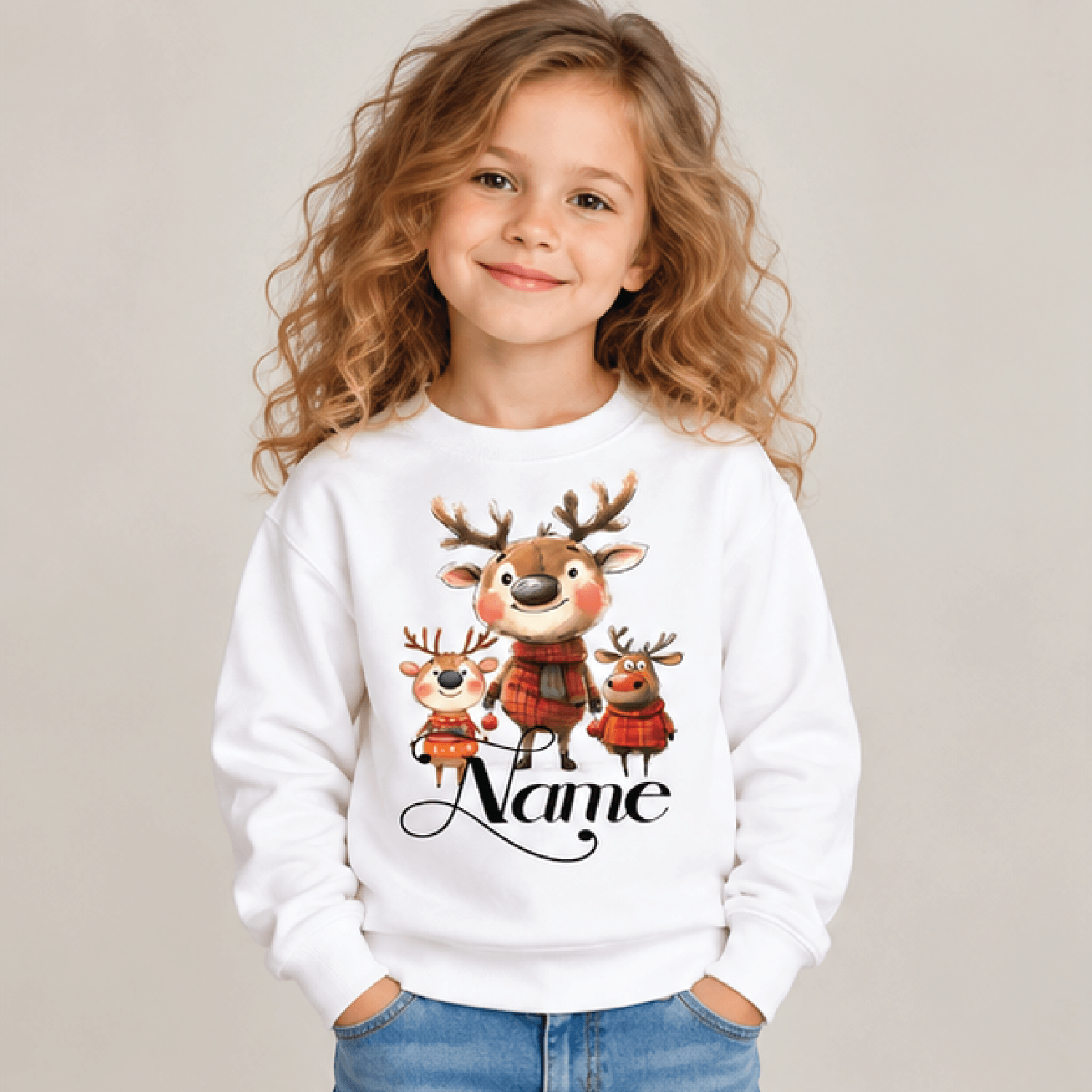 custom name jolly santa holiday sweatshirt, personalized kids youth unisex christmas crewneck, festive winter santasweat