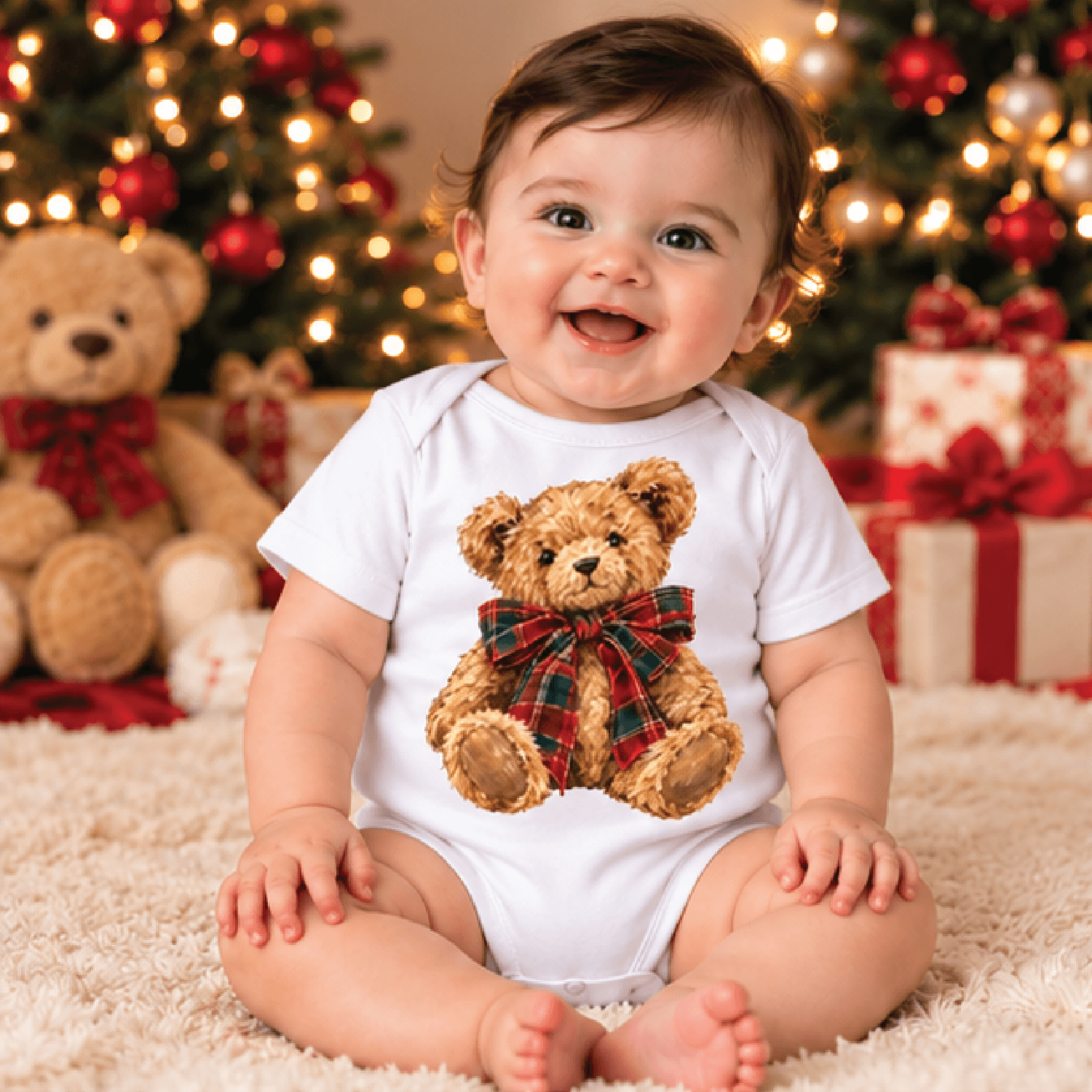 christmas teddy bear shirt, cute vintage bear kids holiday t-shirt, baby christmas bodysuit, unisex xmas outfit gift