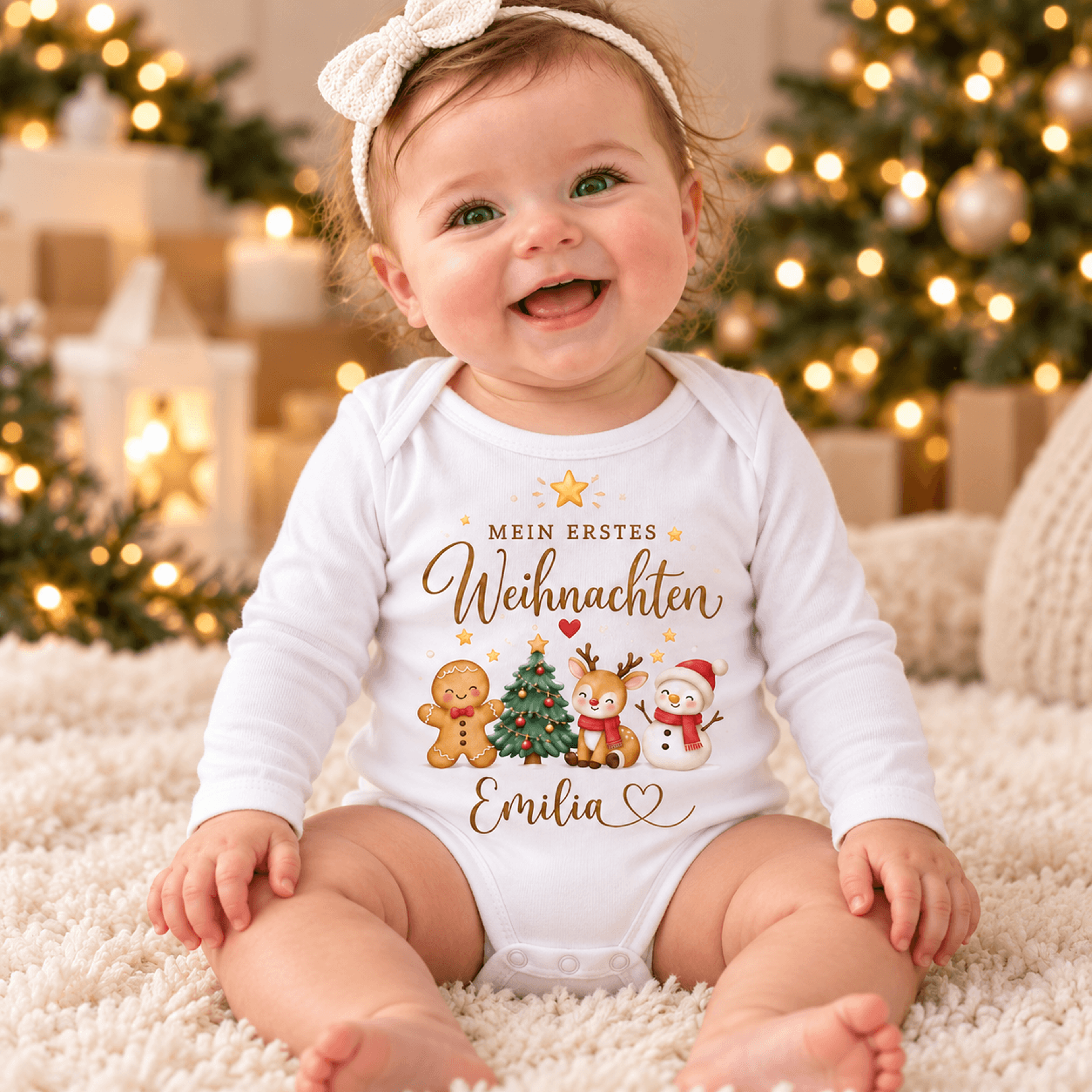 personalized mein erstes weihnachten baby bodysuit, german my first christmas outfit, custom name baby onesie, unisex