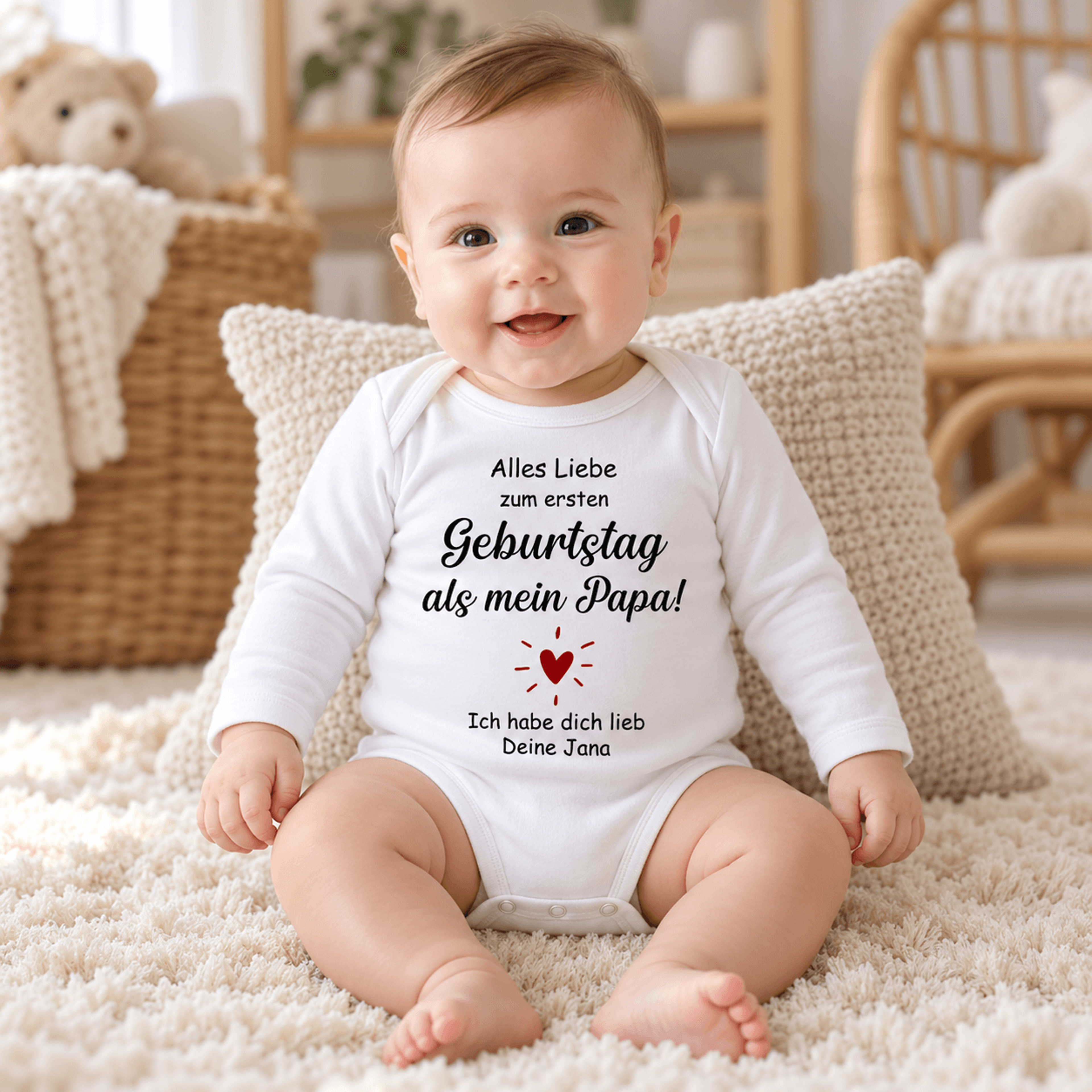 personalized german papa birthday baby bodysuit, alles liebe zum geburtstag, first birthday as dad gift, unisex baby one