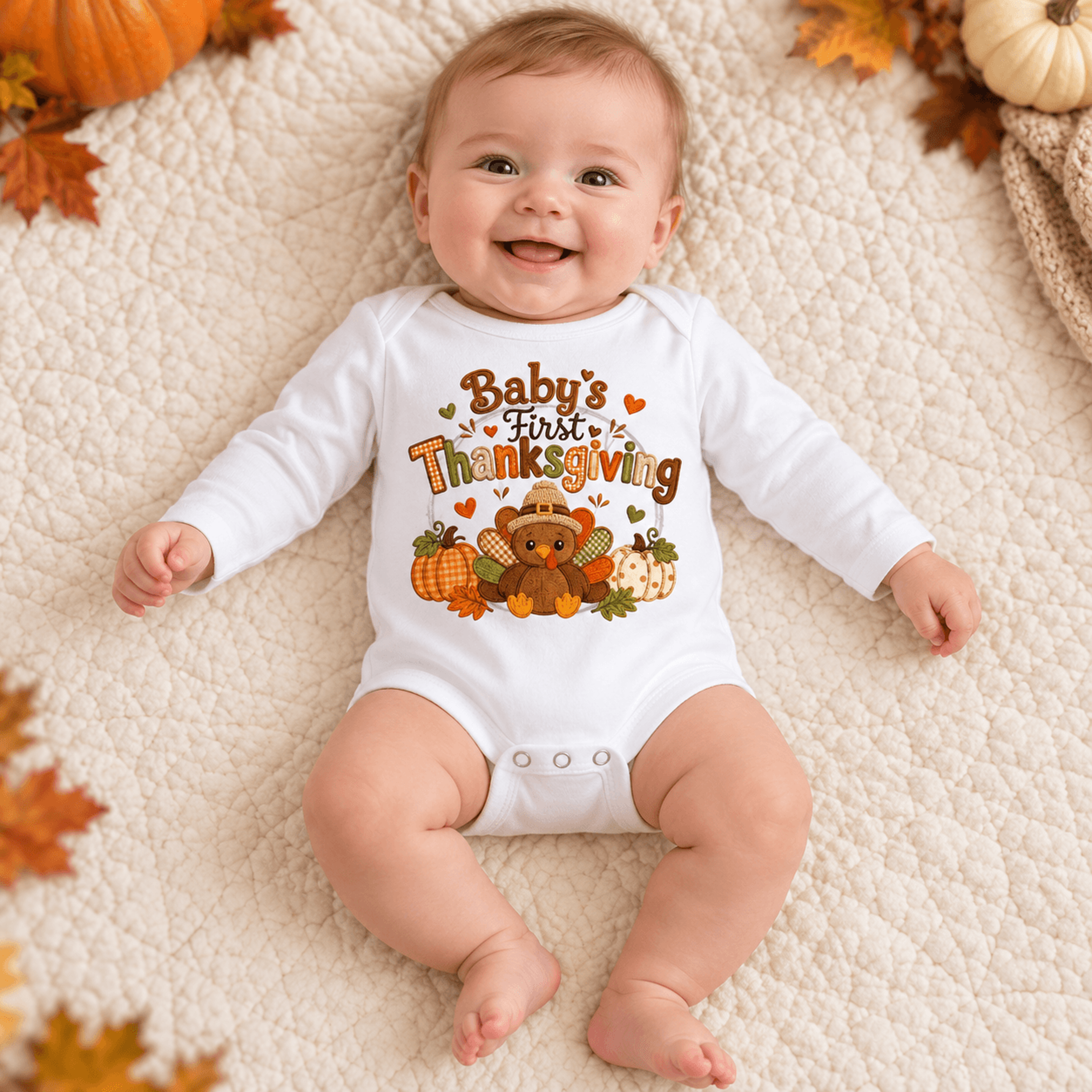 baby's first thanksgiving bodysuit, cute turkey baby romper, fall pumpkin onesie, newborn thanksgiving outfit, baby show