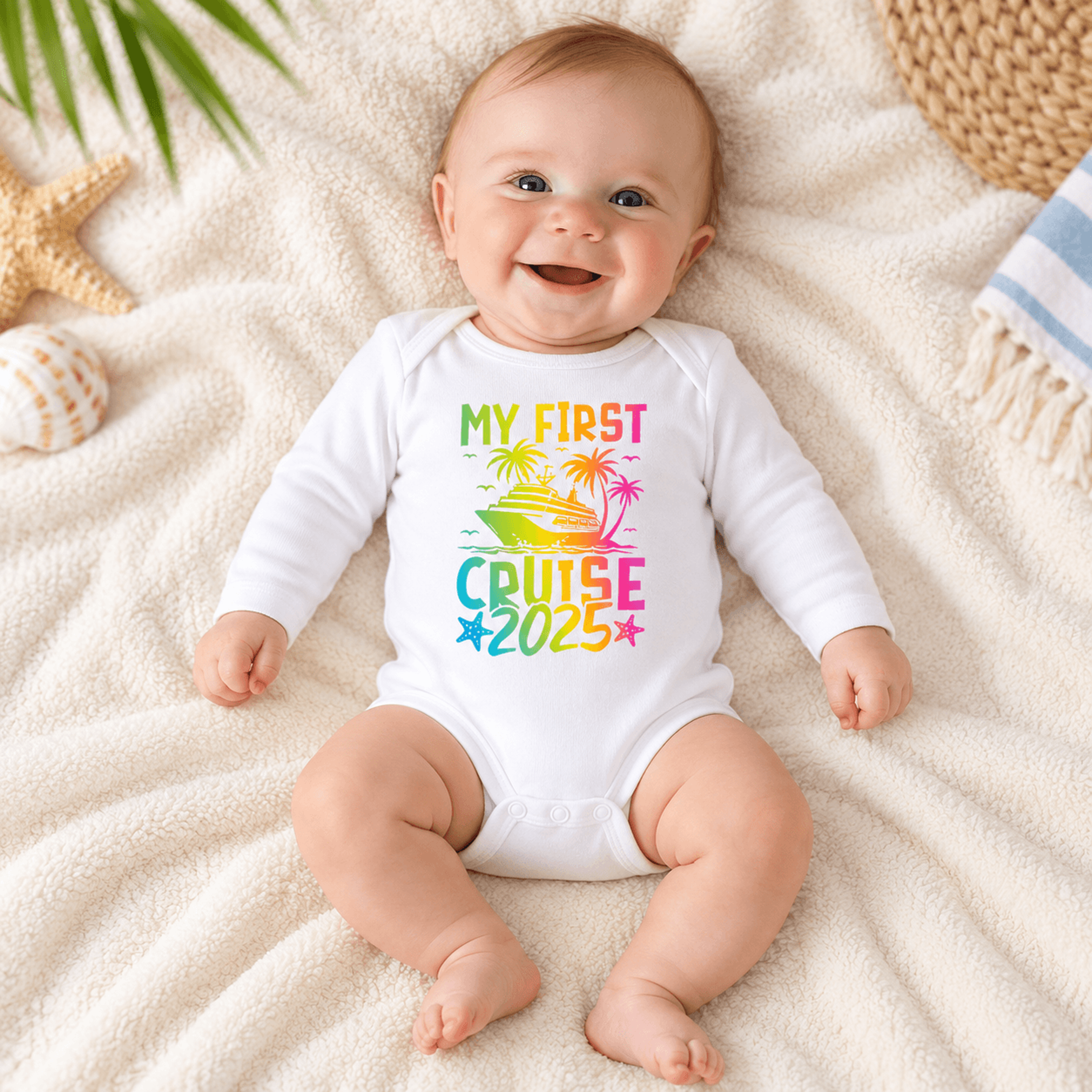 my first cruise 2025 baby romper, cruise vacation baby bodysuit, tropical cruise ship onesie, unisex baby travel outfit