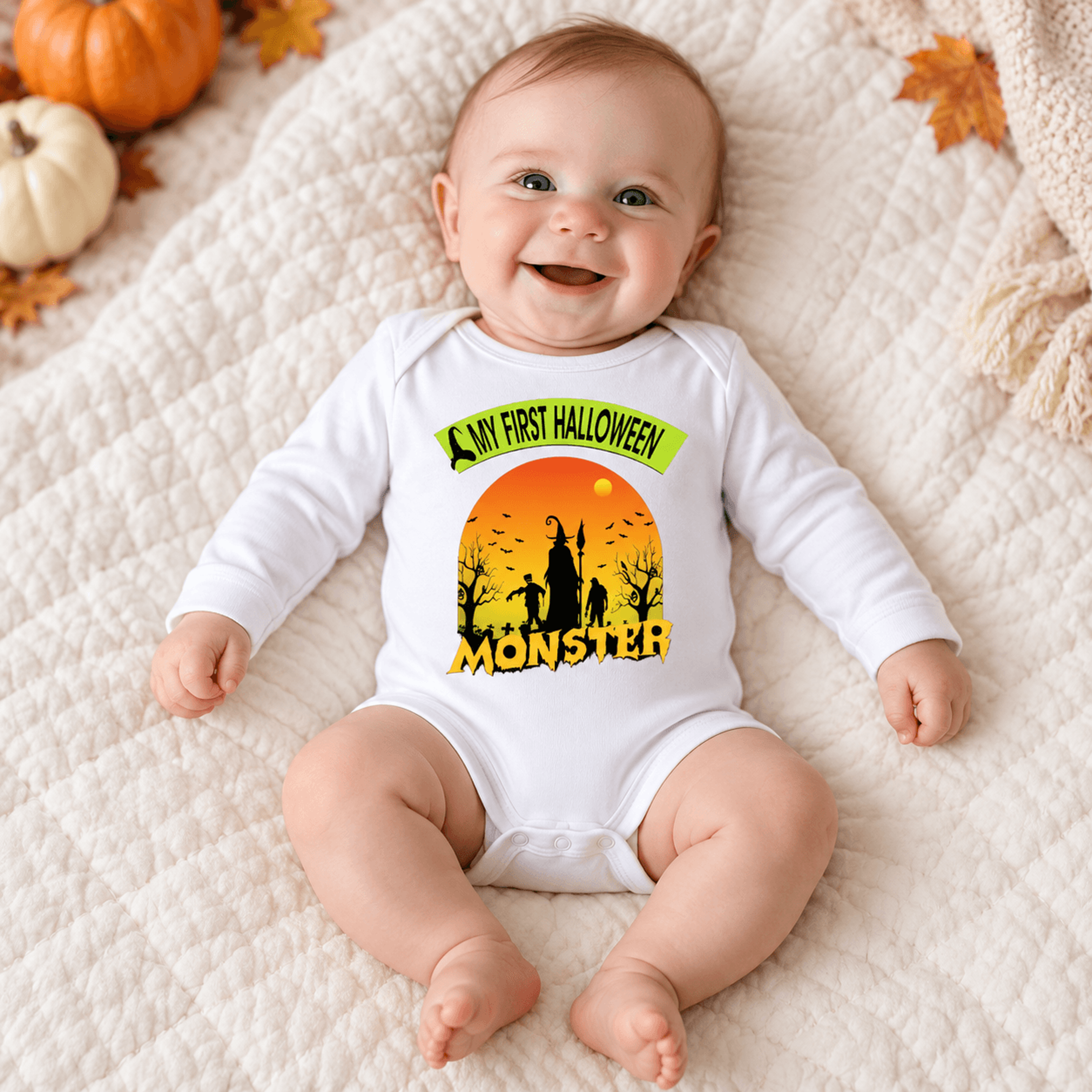 my first halloween monster baby romper, spooky witch zombie baby bodysuit, unisex newborn halloween onesie, cute monster