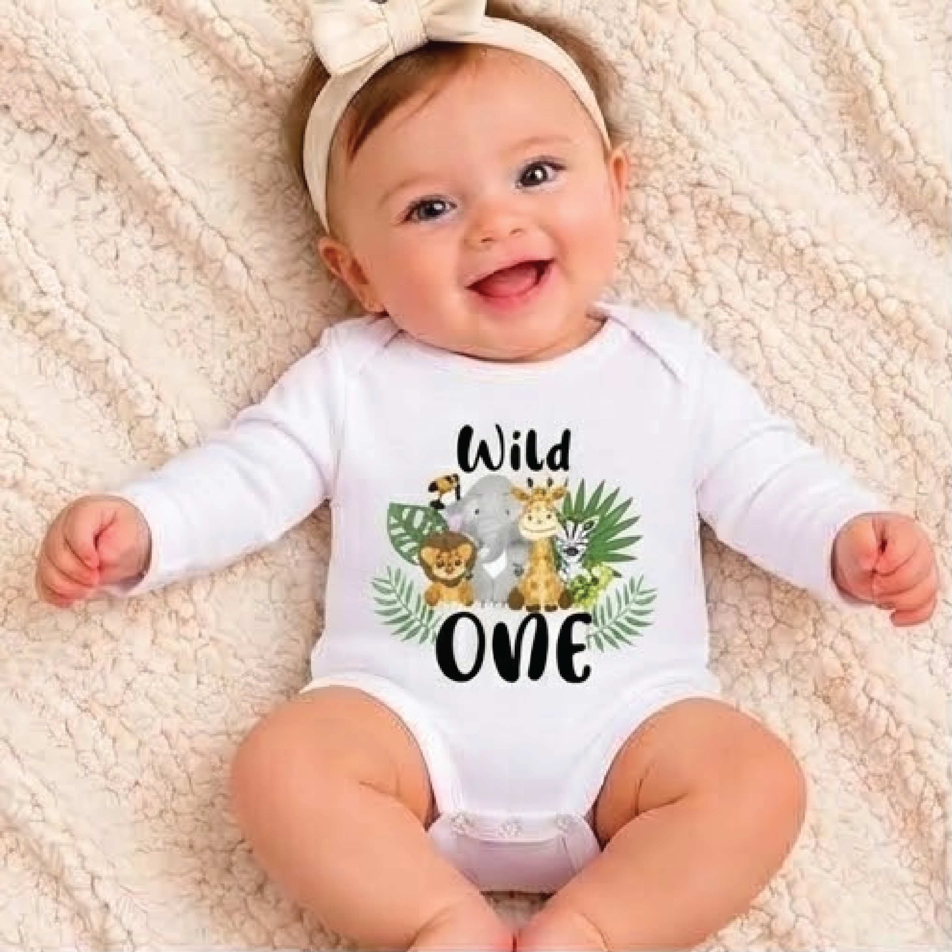 wild one safari first birthday baby bodysuit, jungle animal birthday romper, lion elephant giraffe first birthday outfit