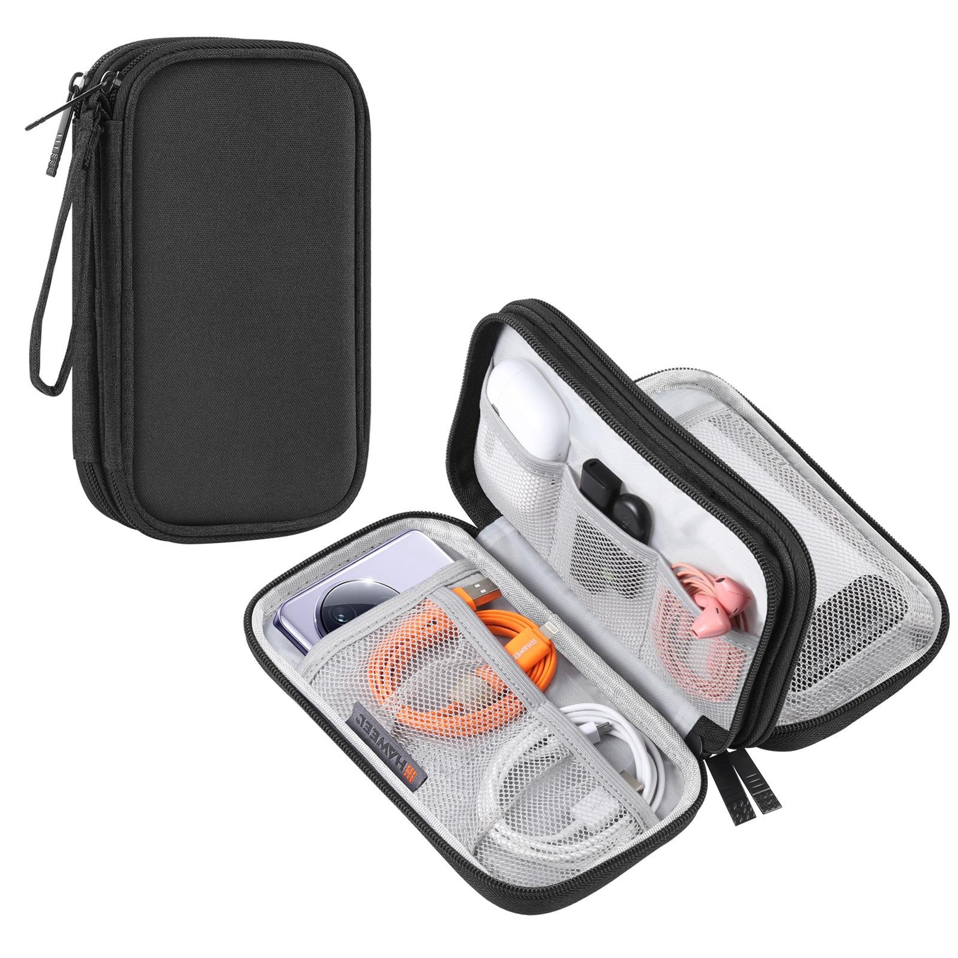 haweel double layer electronic organizer bag cable organizer travel case for tech accessories