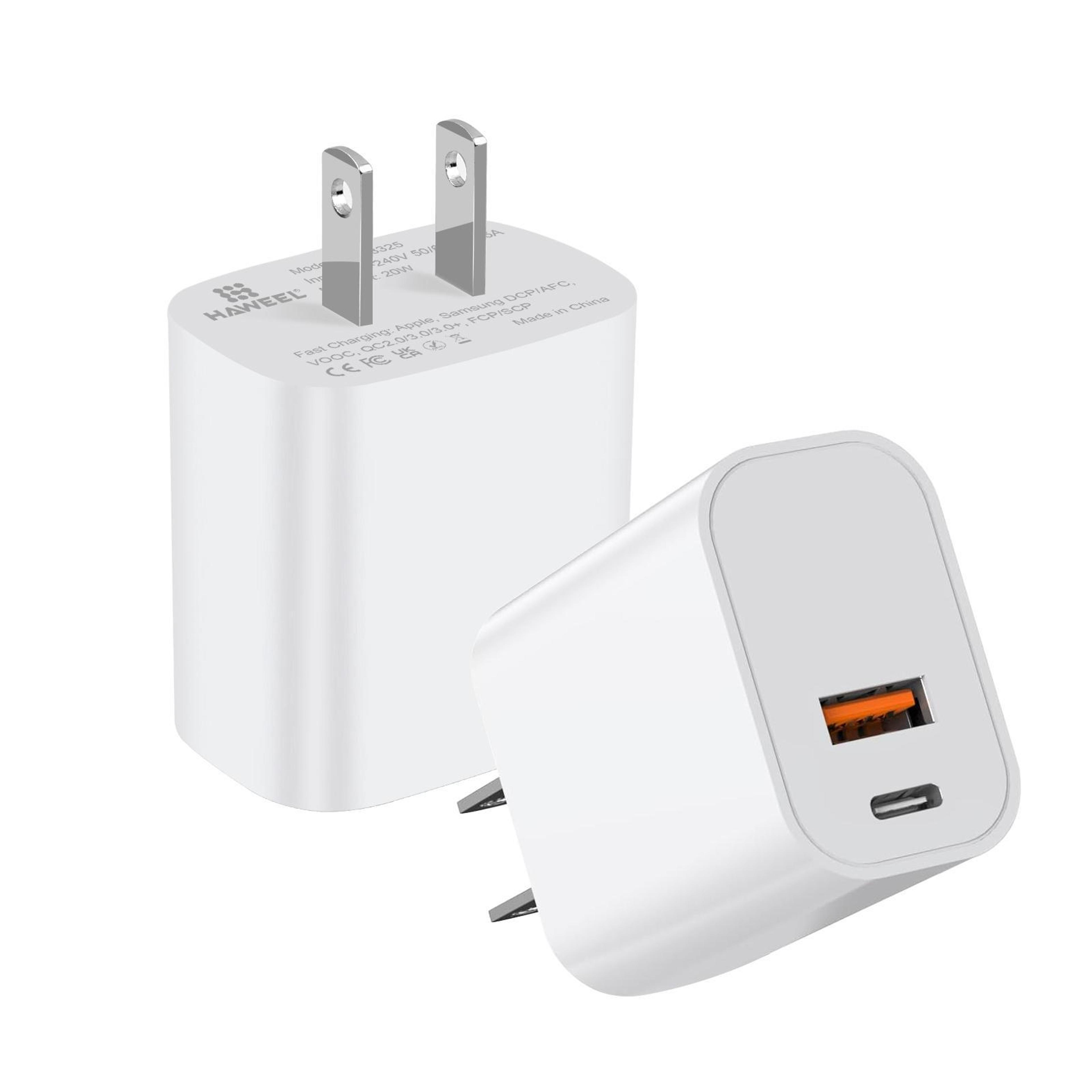 haweel 20w dual-port usb-c fast charging wall adapter us plug travel charger