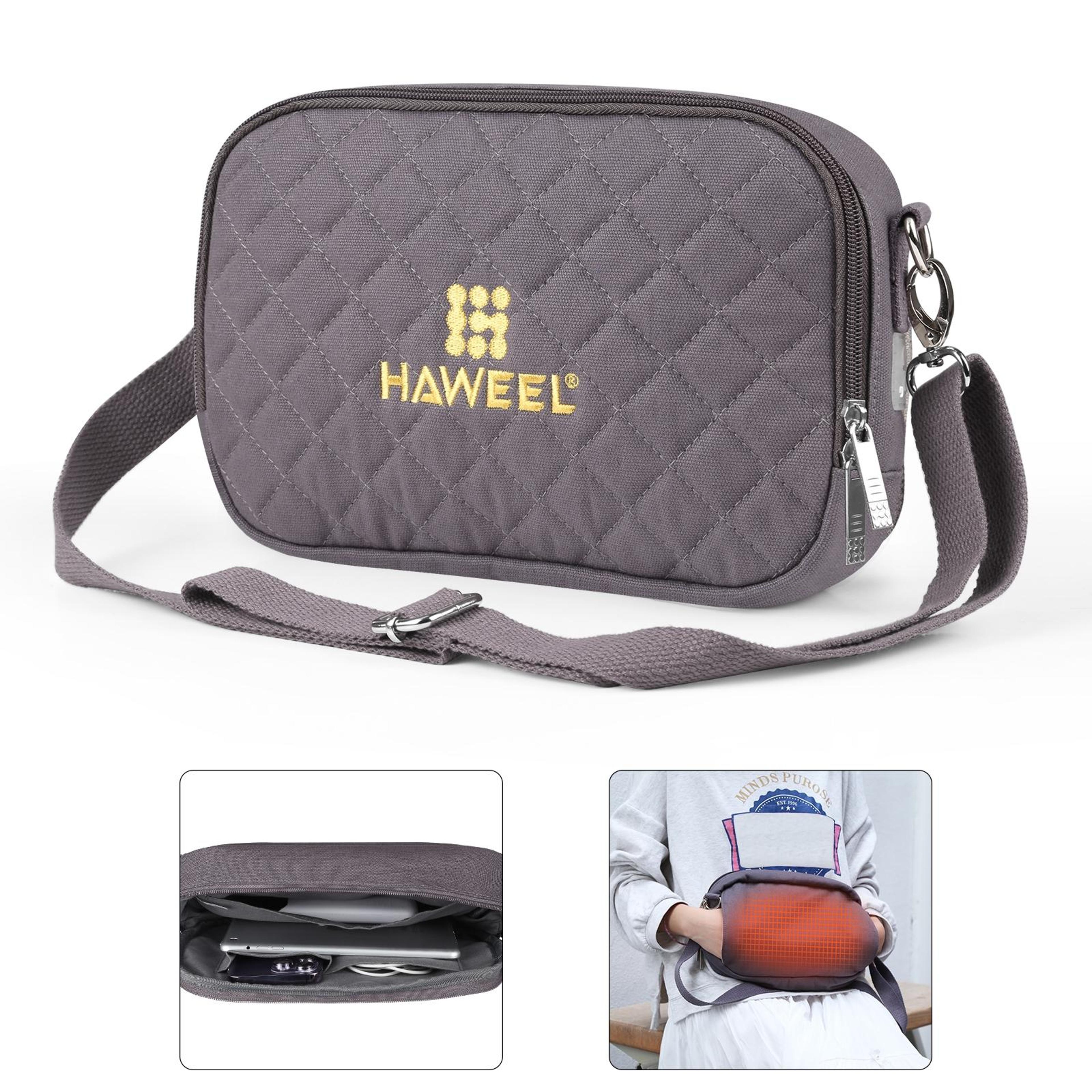 haweel messenger shoulder small bag digital tablet phone warmer storage bag with hand warmergrey