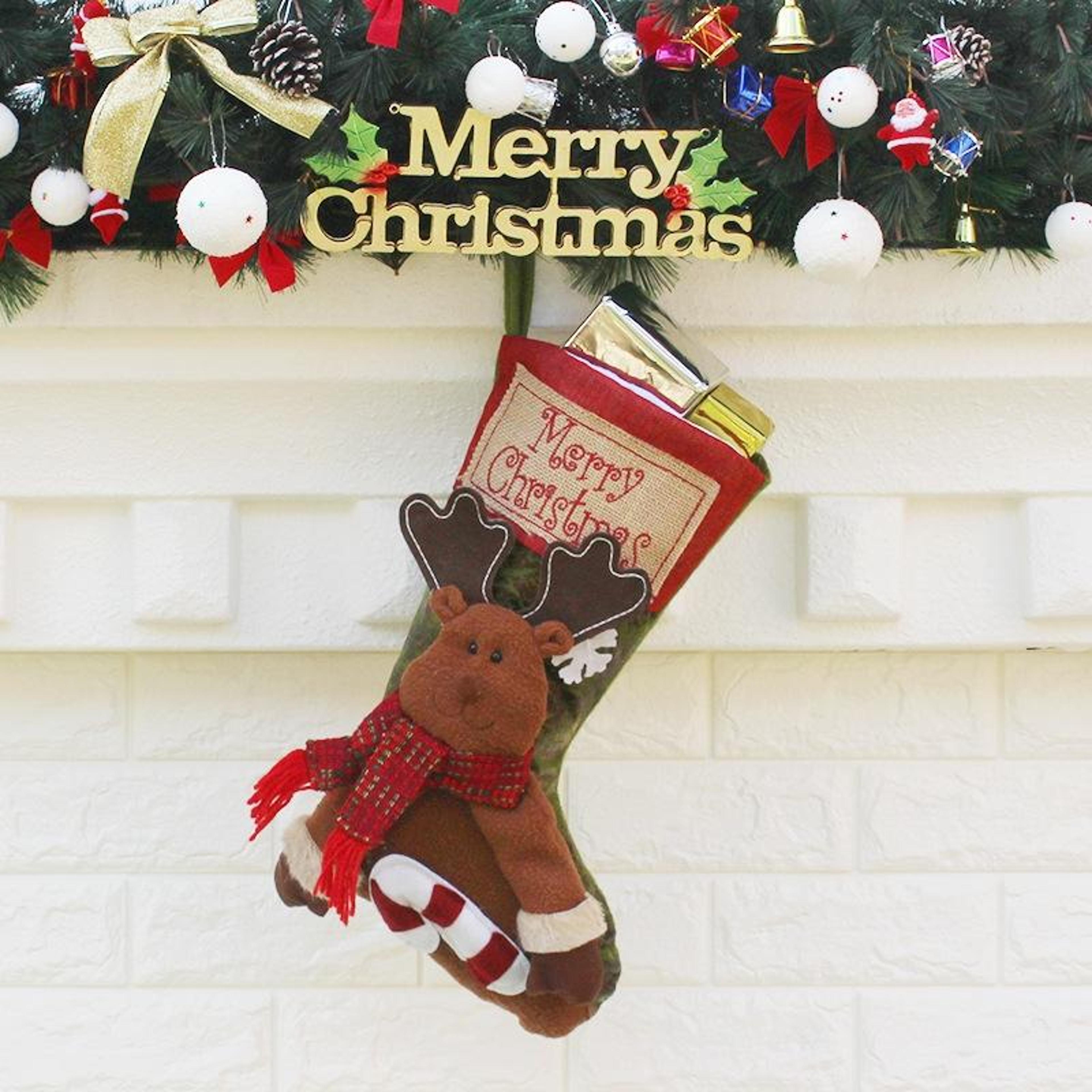 merry christmas hanging stocking gift bag ornament for holiday tree & fireplace decor