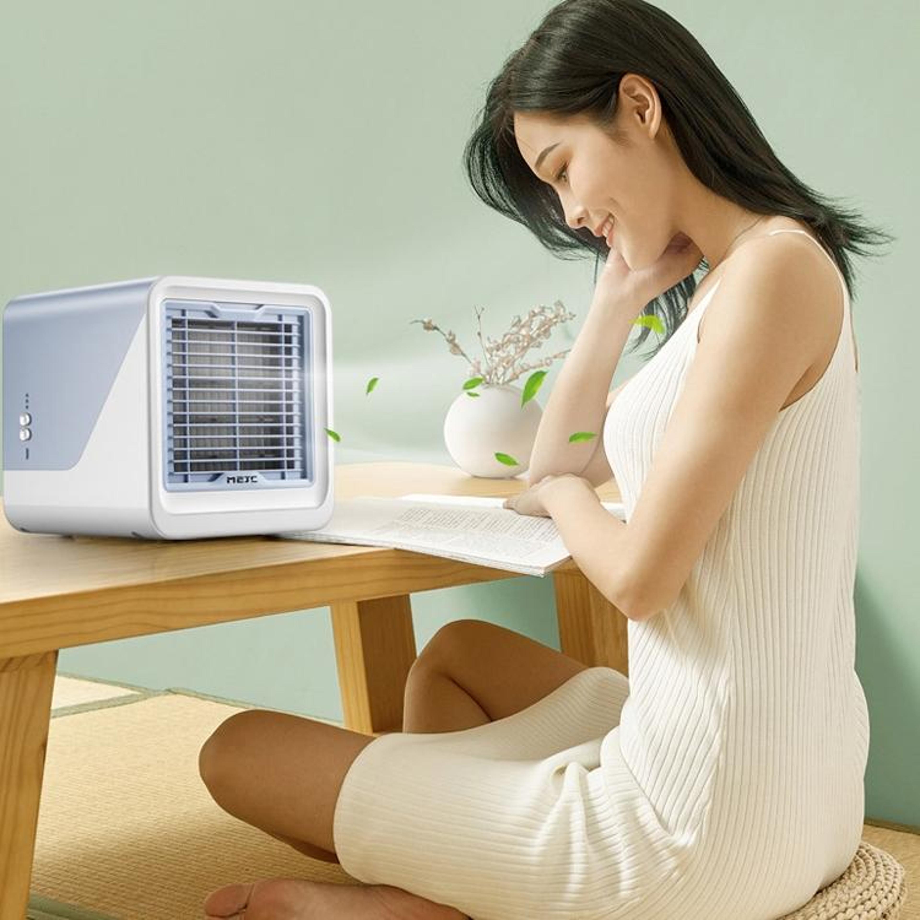 portable air cooler usb desktop cooling fan with night light & quiet evaporative cooling