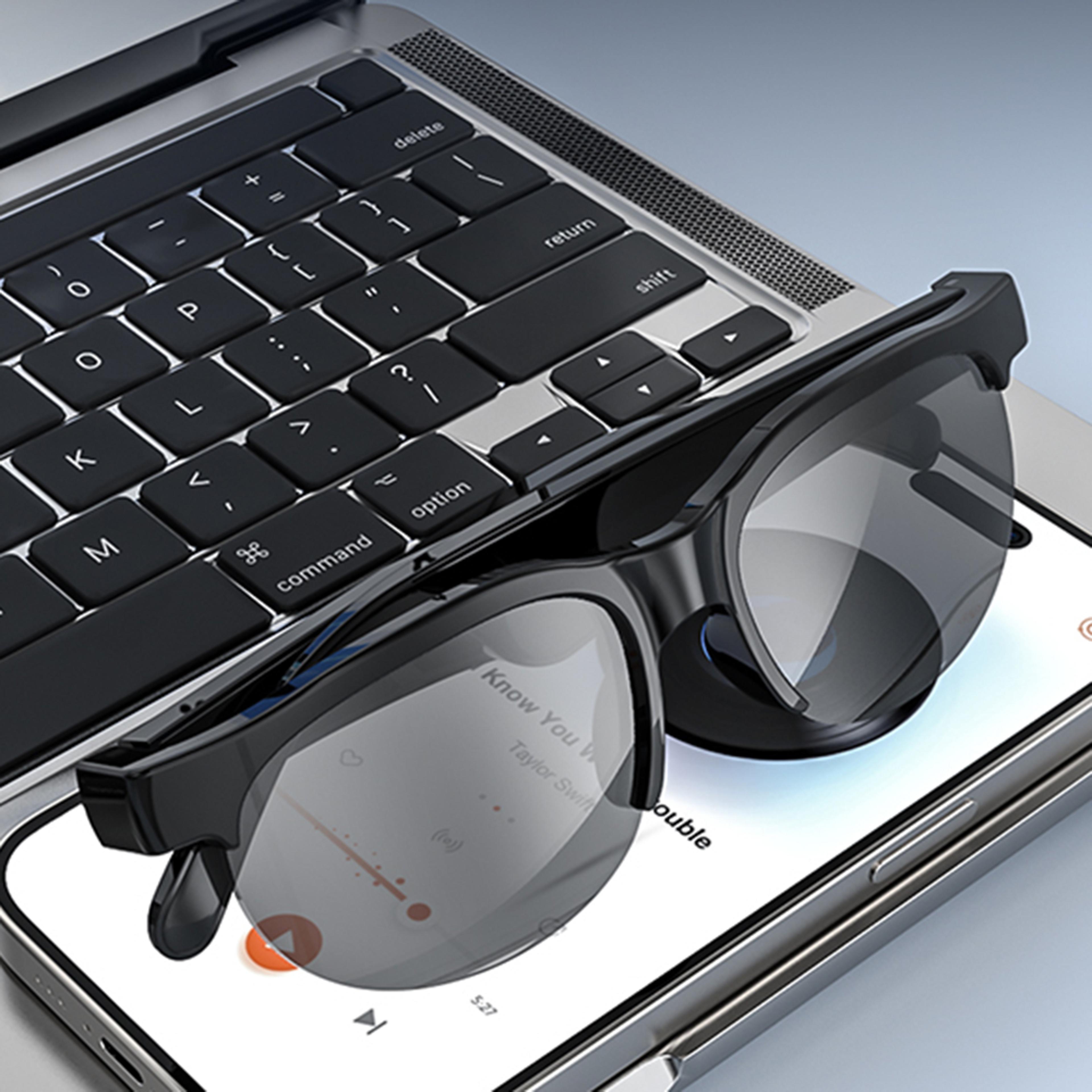 bluetooth ai intelligent translation glasses, wireless sunglasses with built-in microphone, speakers & headphones