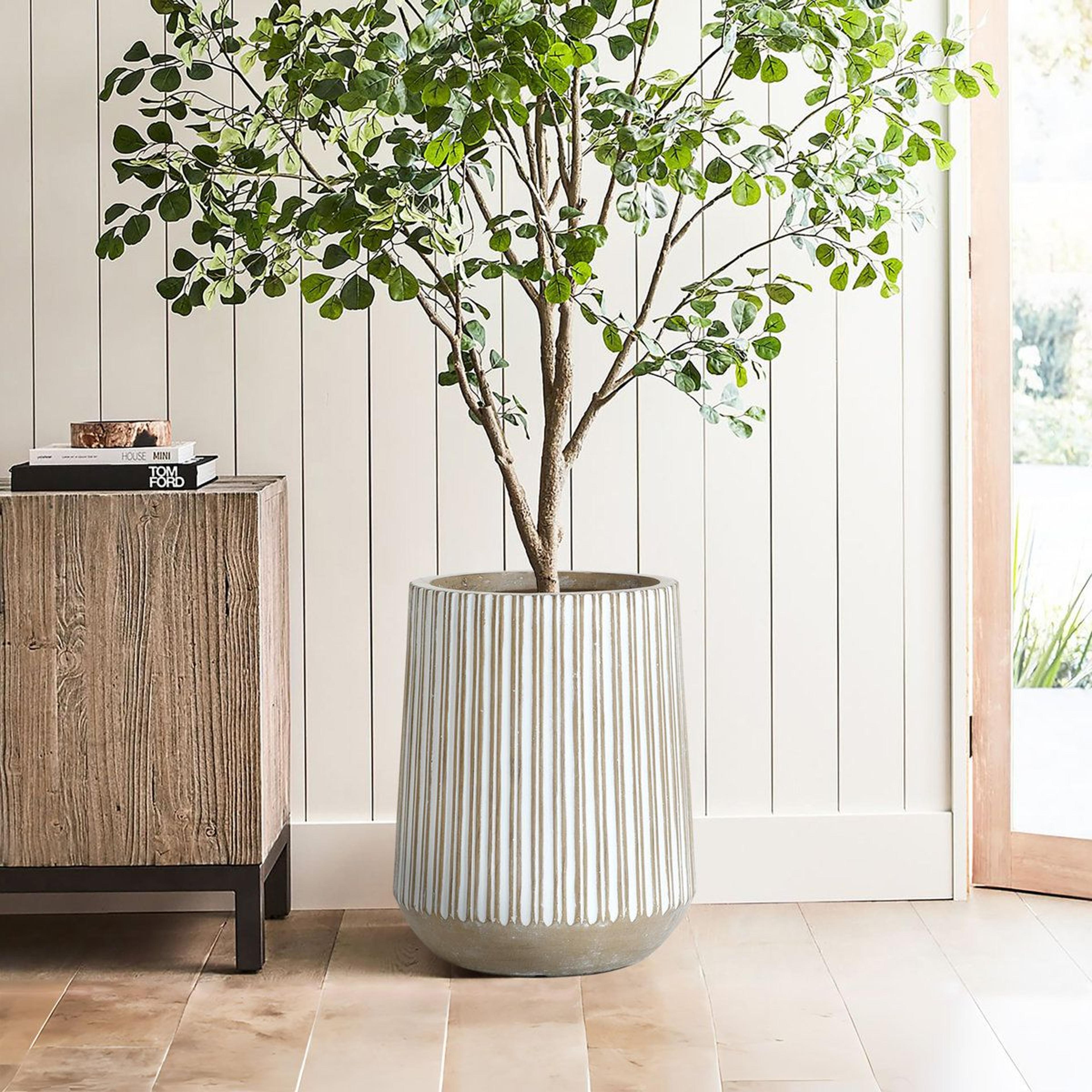 jarmall striped tall planter with drainage for indoor outdoor decor