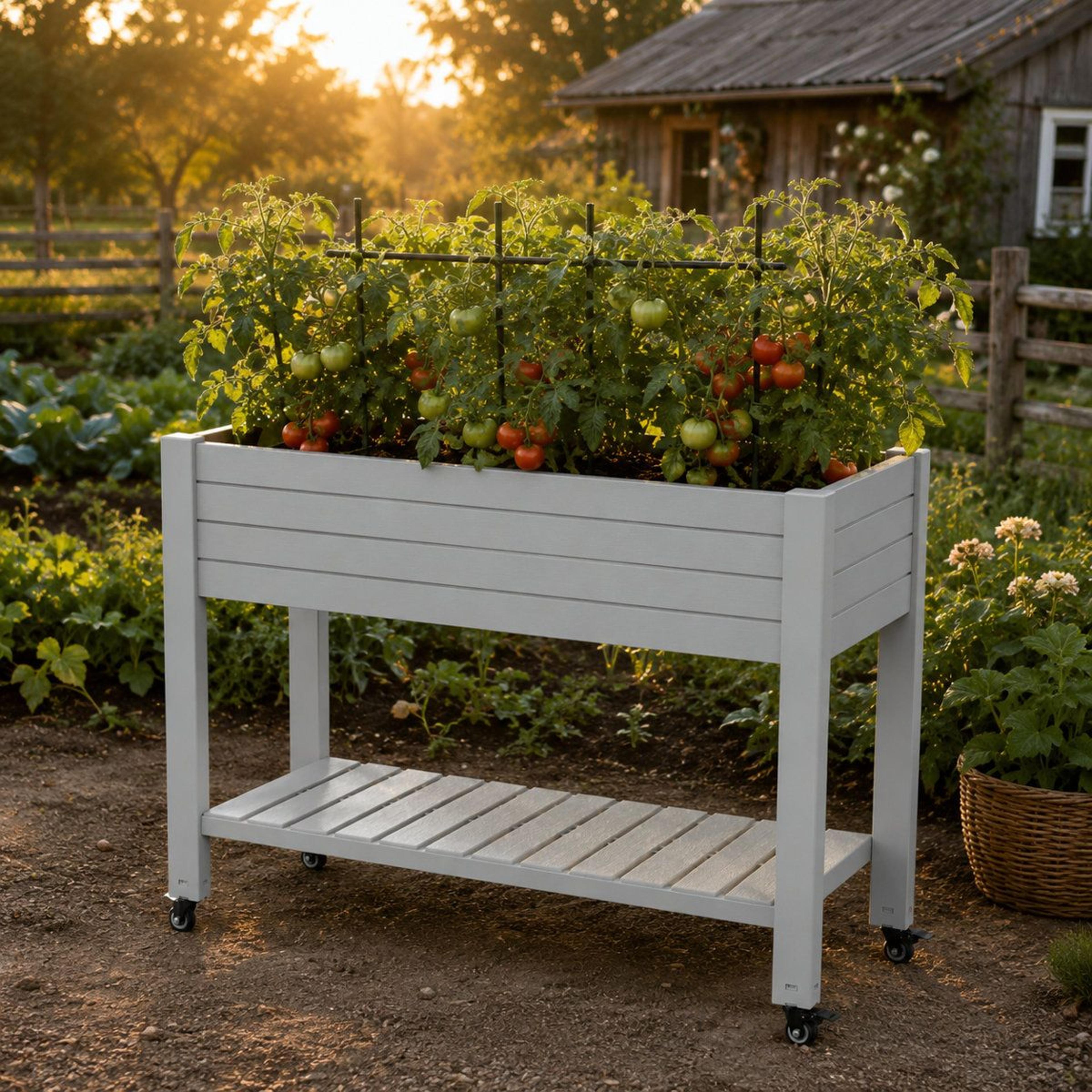 gramercie 43 inch self watering elevated garden bed with wheels