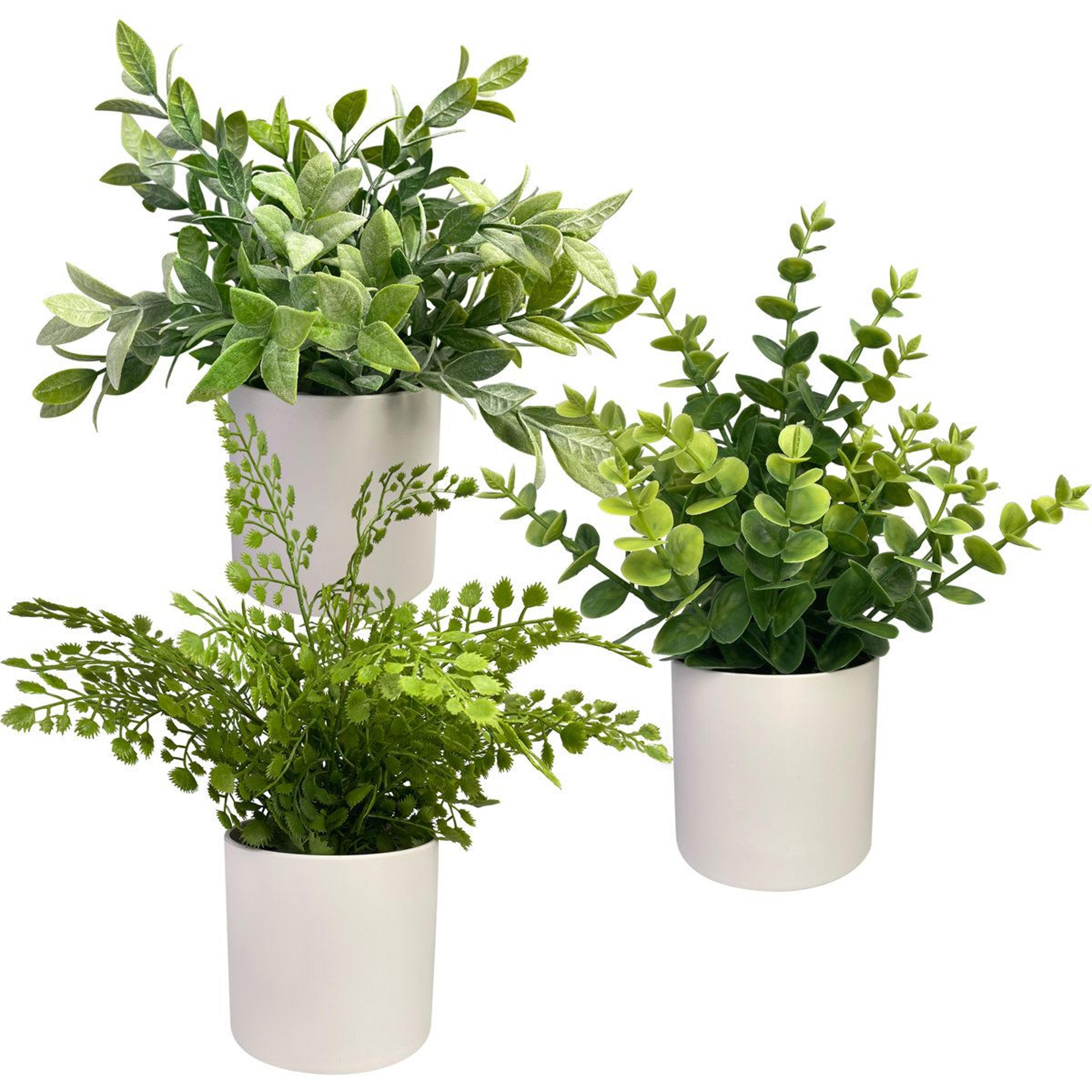10 inch artificial eucalyptus plants in pots set of 3