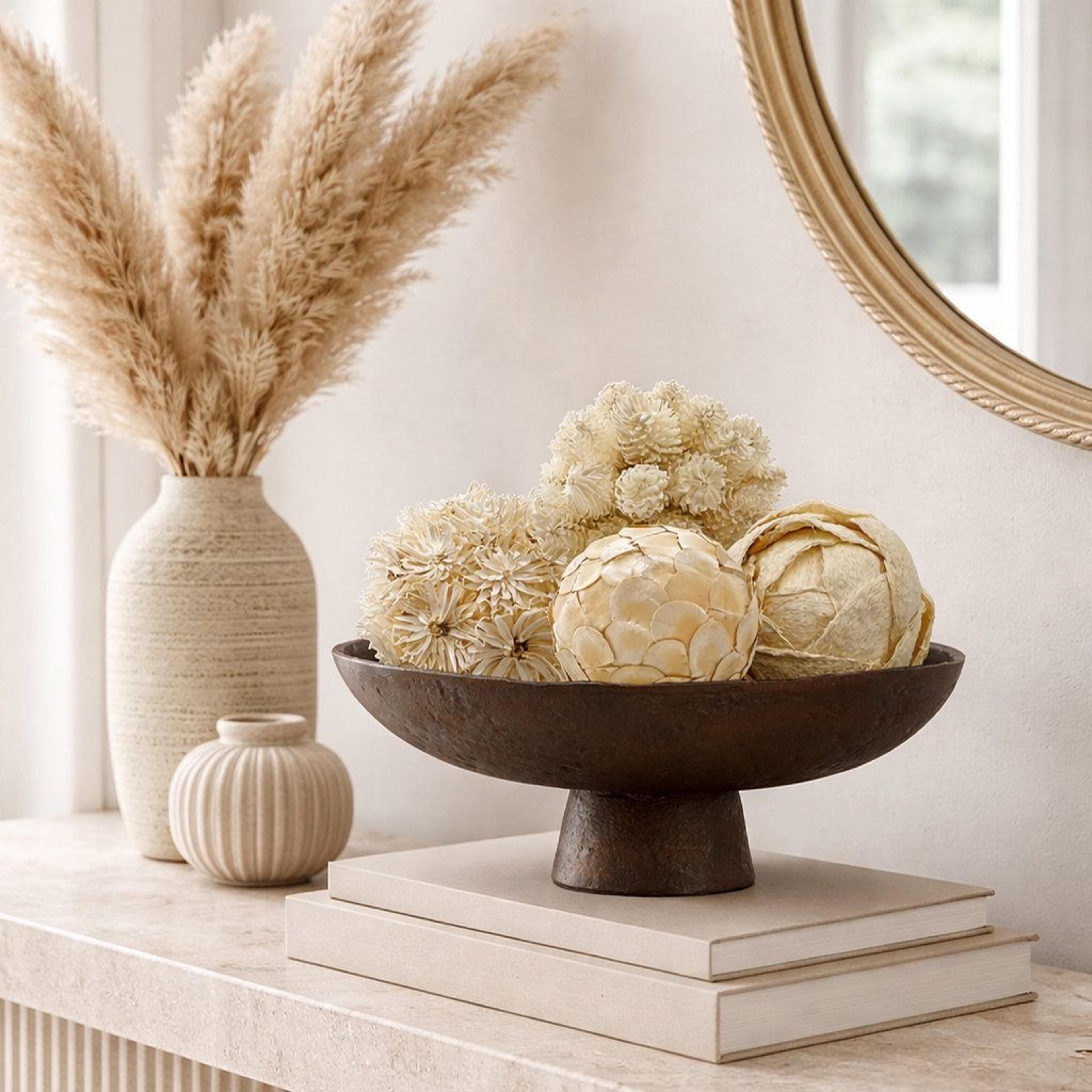 matte white preserved pinecone decorative orbs bowl filler set of 4