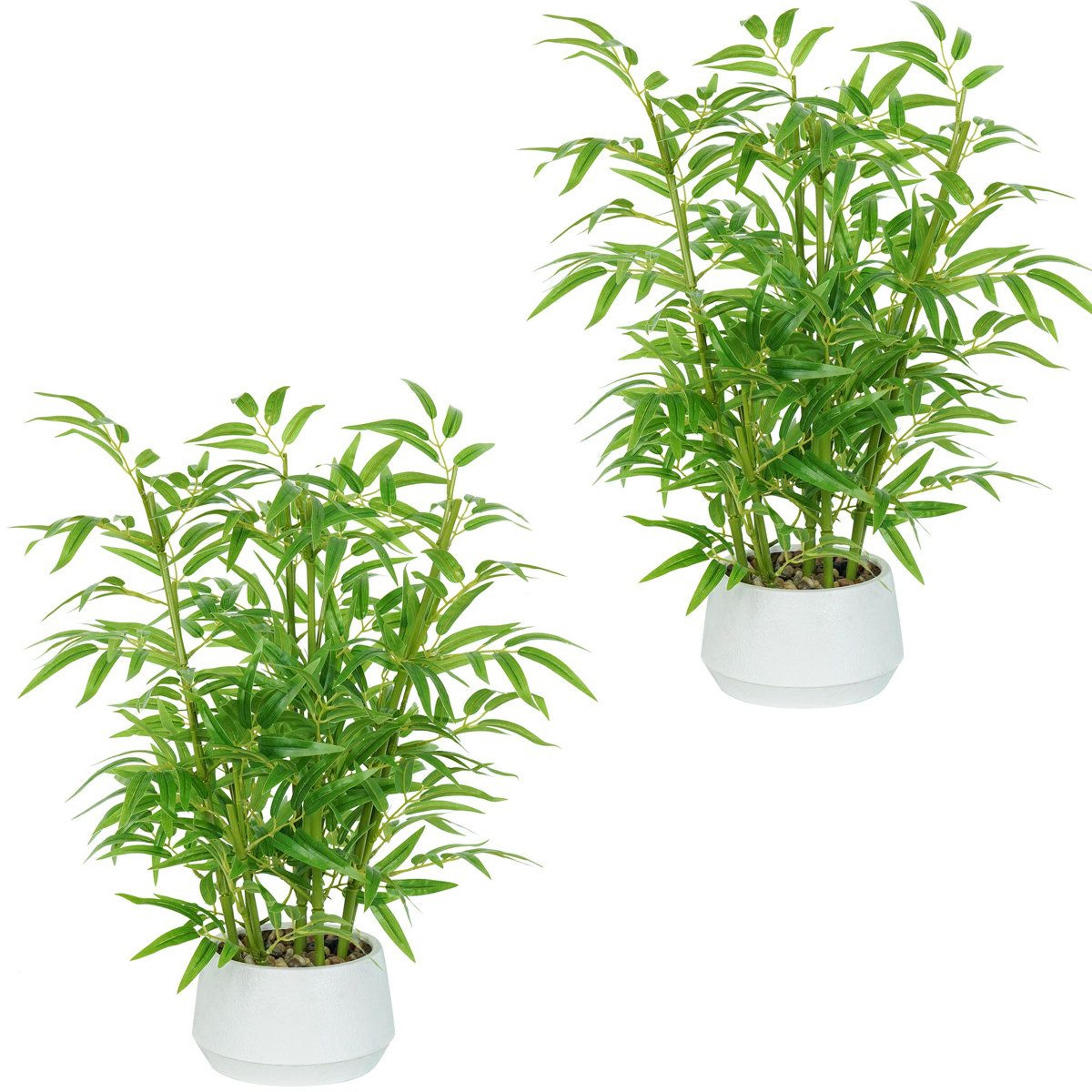 18 inch faux bamboo plant set of 2 with white pots for home and office decor