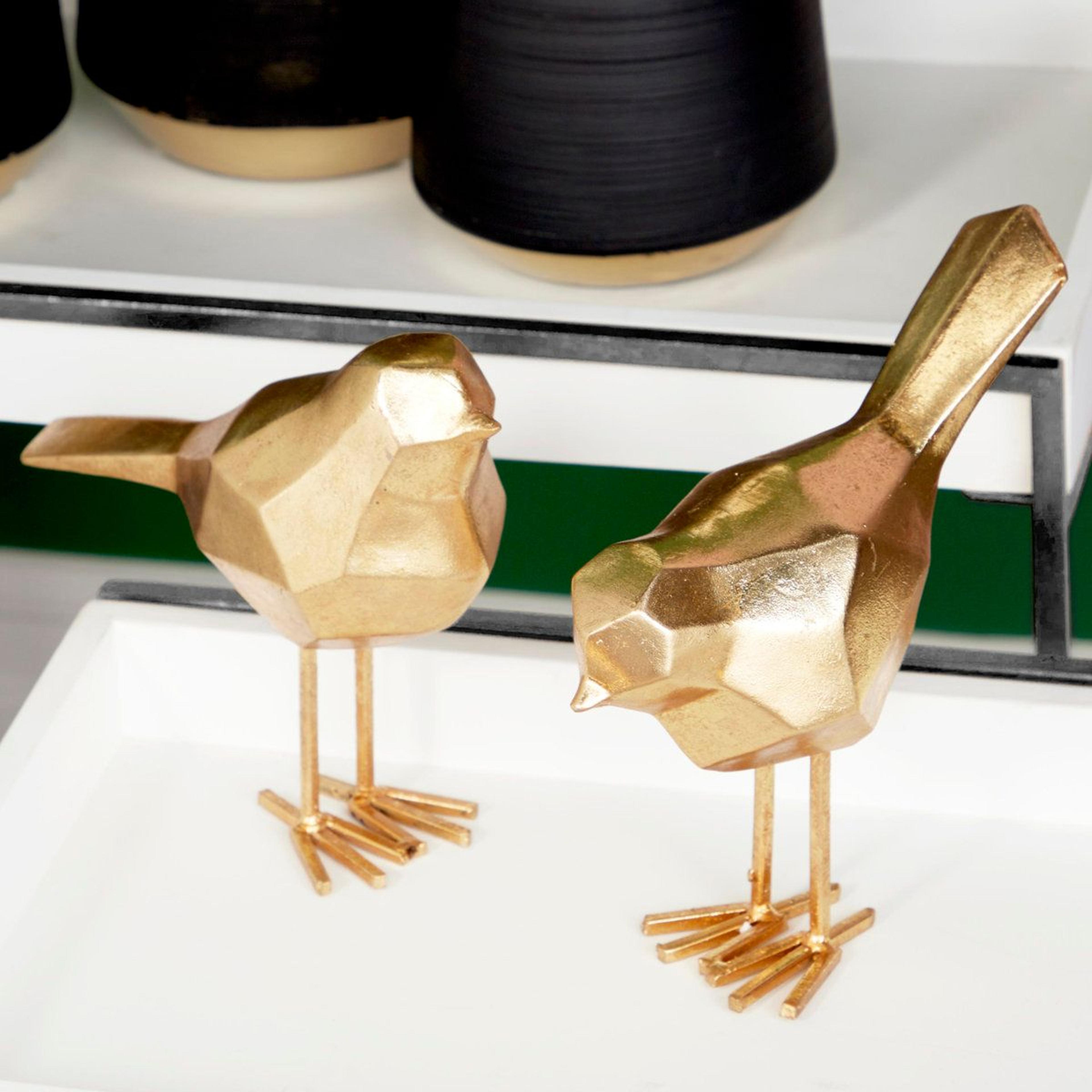 gold bird sculpture set with origami accents