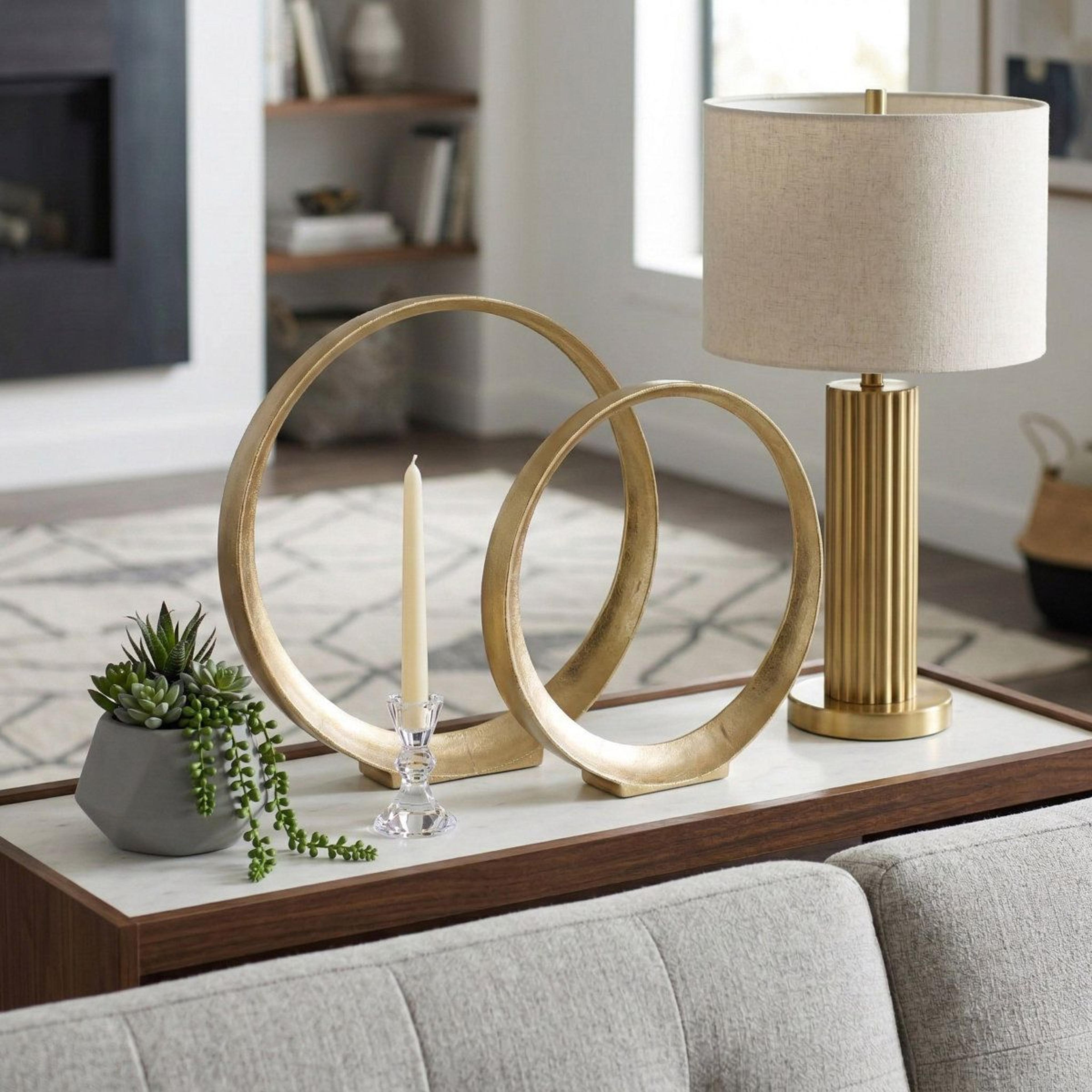 darrah gold metal circle sculpture set for modern decor