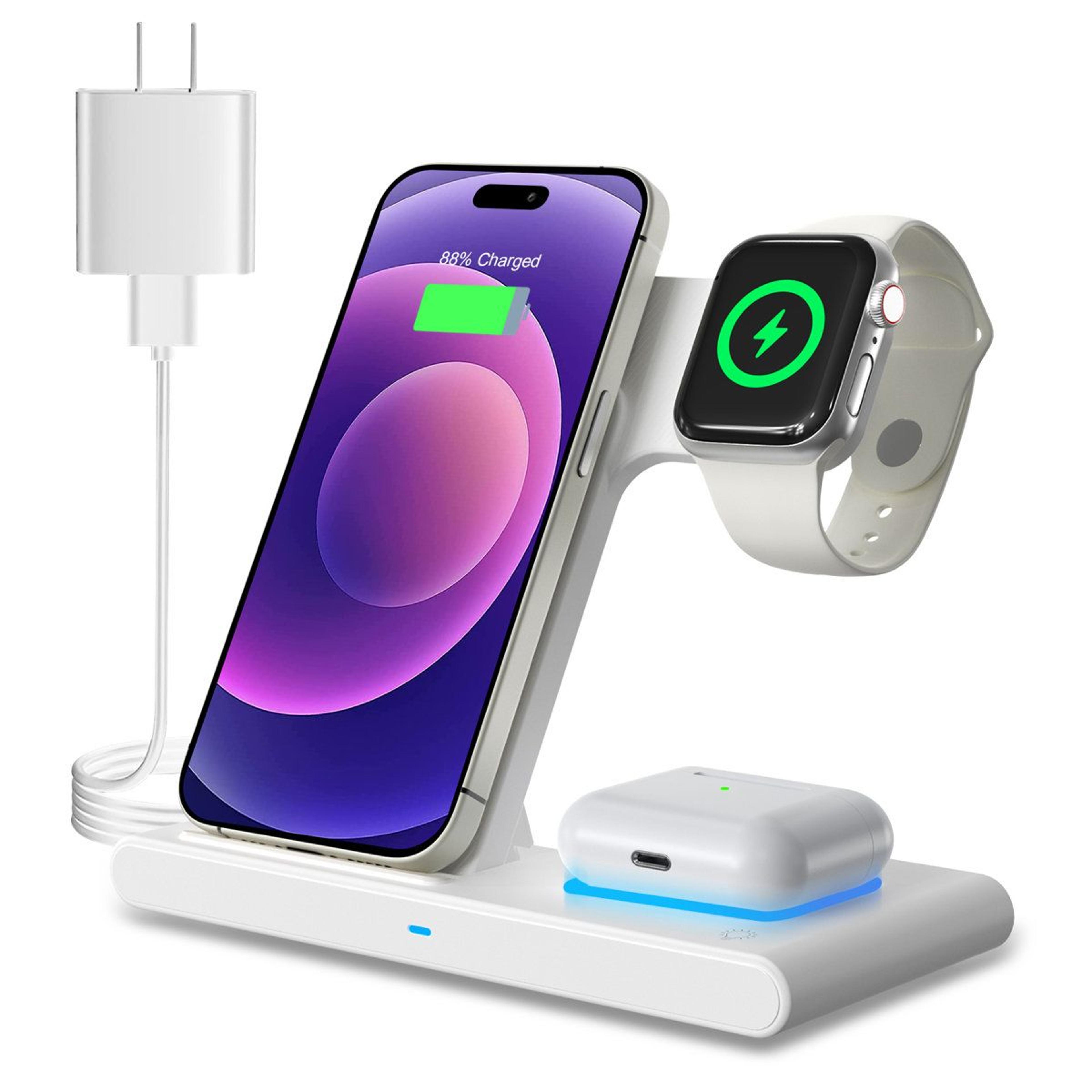 3 in 1 wireless charger and foldable iphone charging station
