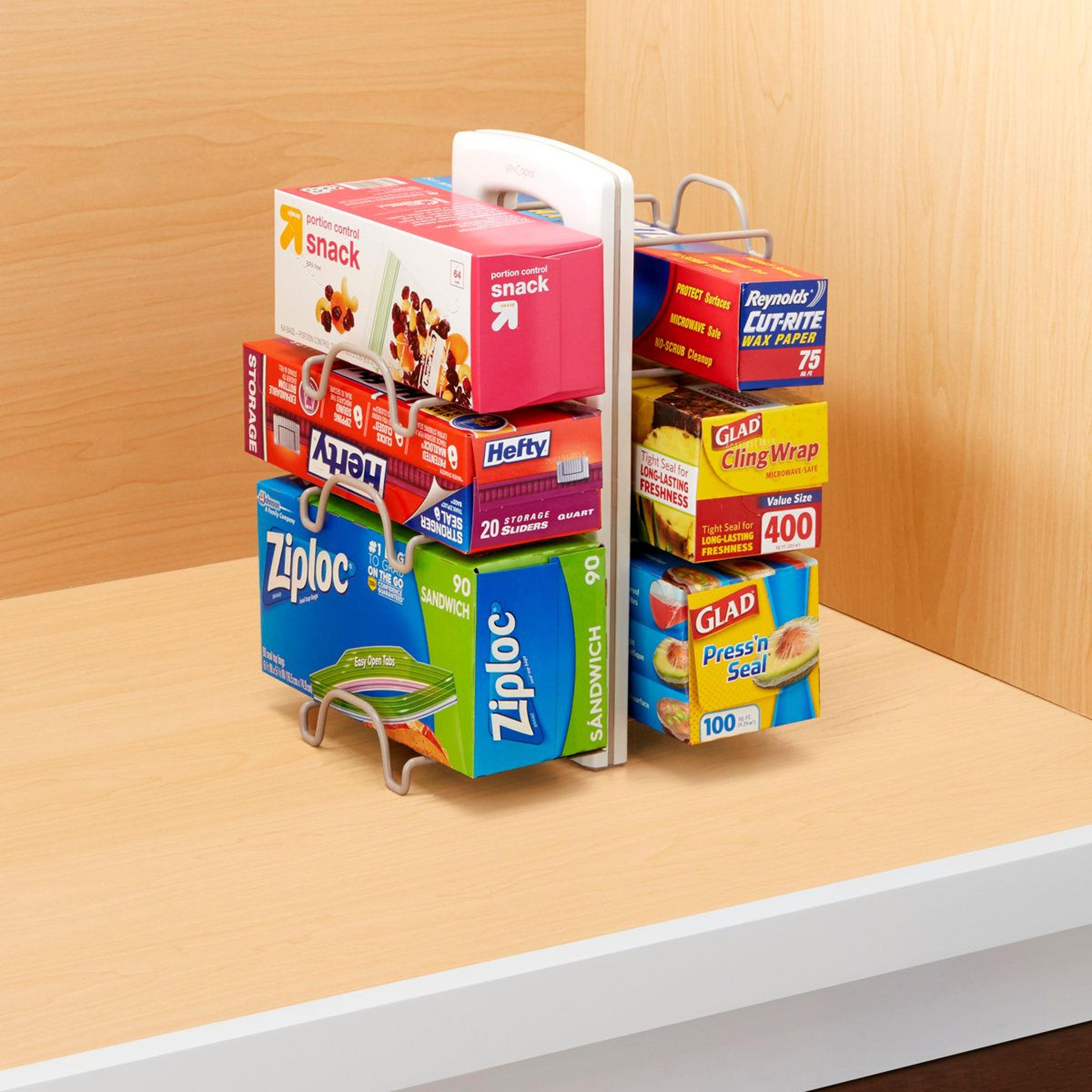 wrapstand adjustable kitchen wrap and food bag organizer