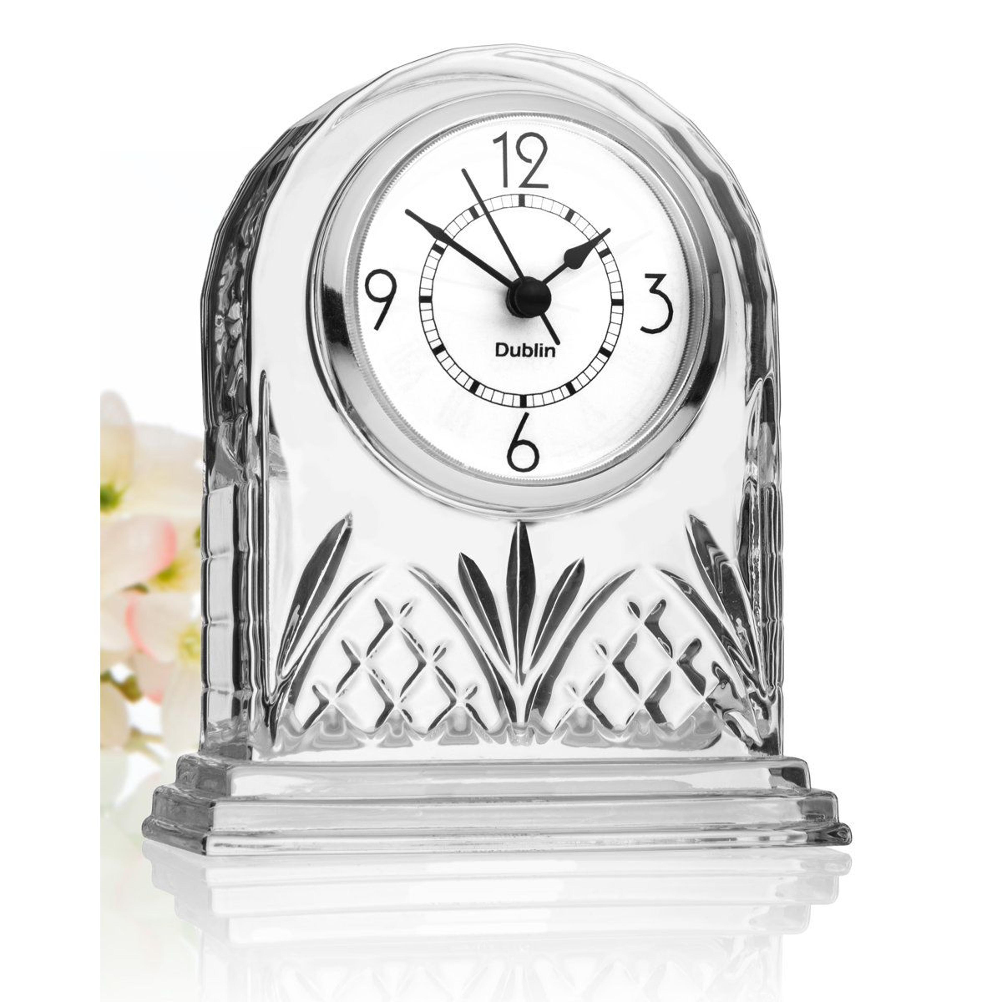 godinger dublin crystal desk clock for elegant office and mantel decor