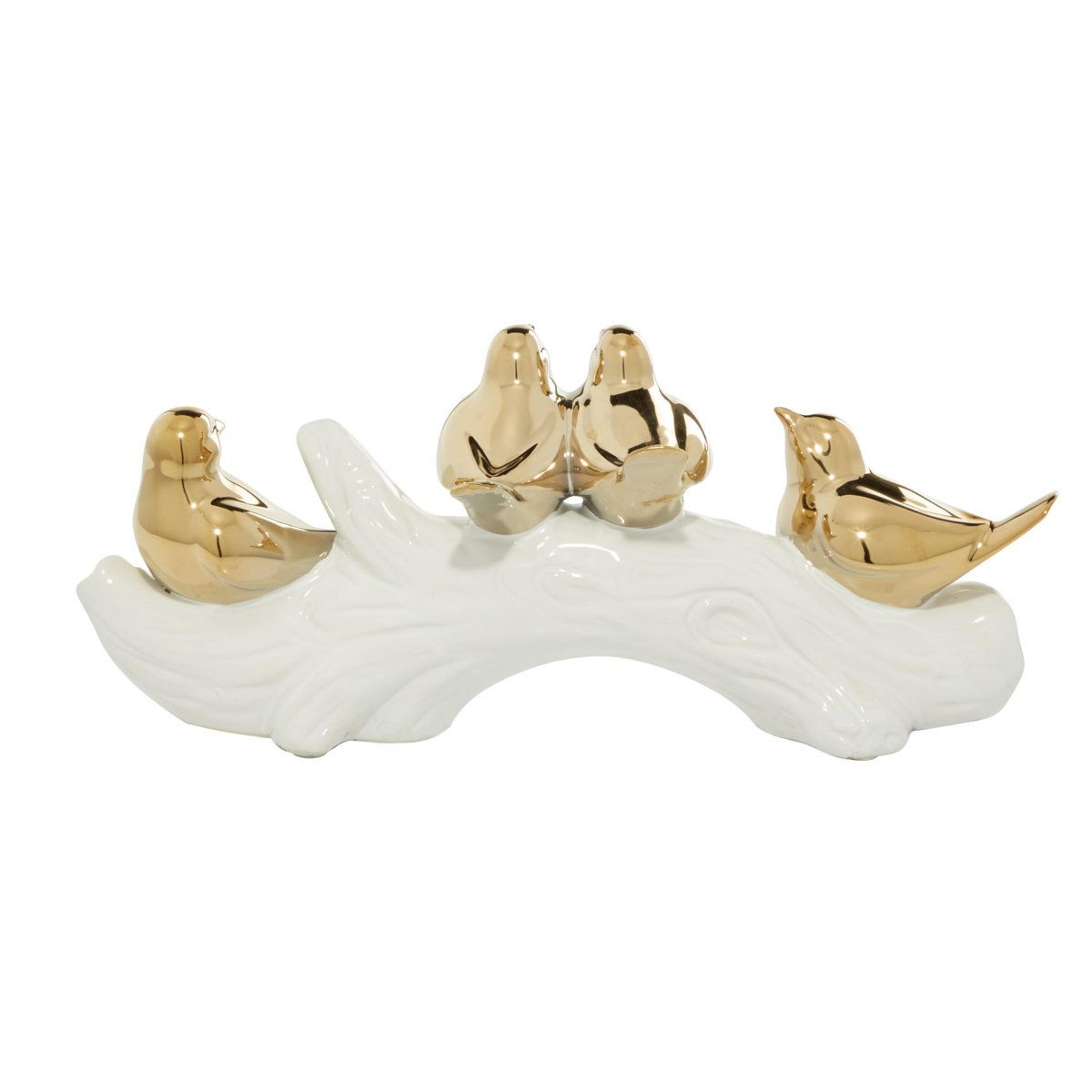 luxury gold porcelain bird sculpture for mantel and tabletop decor