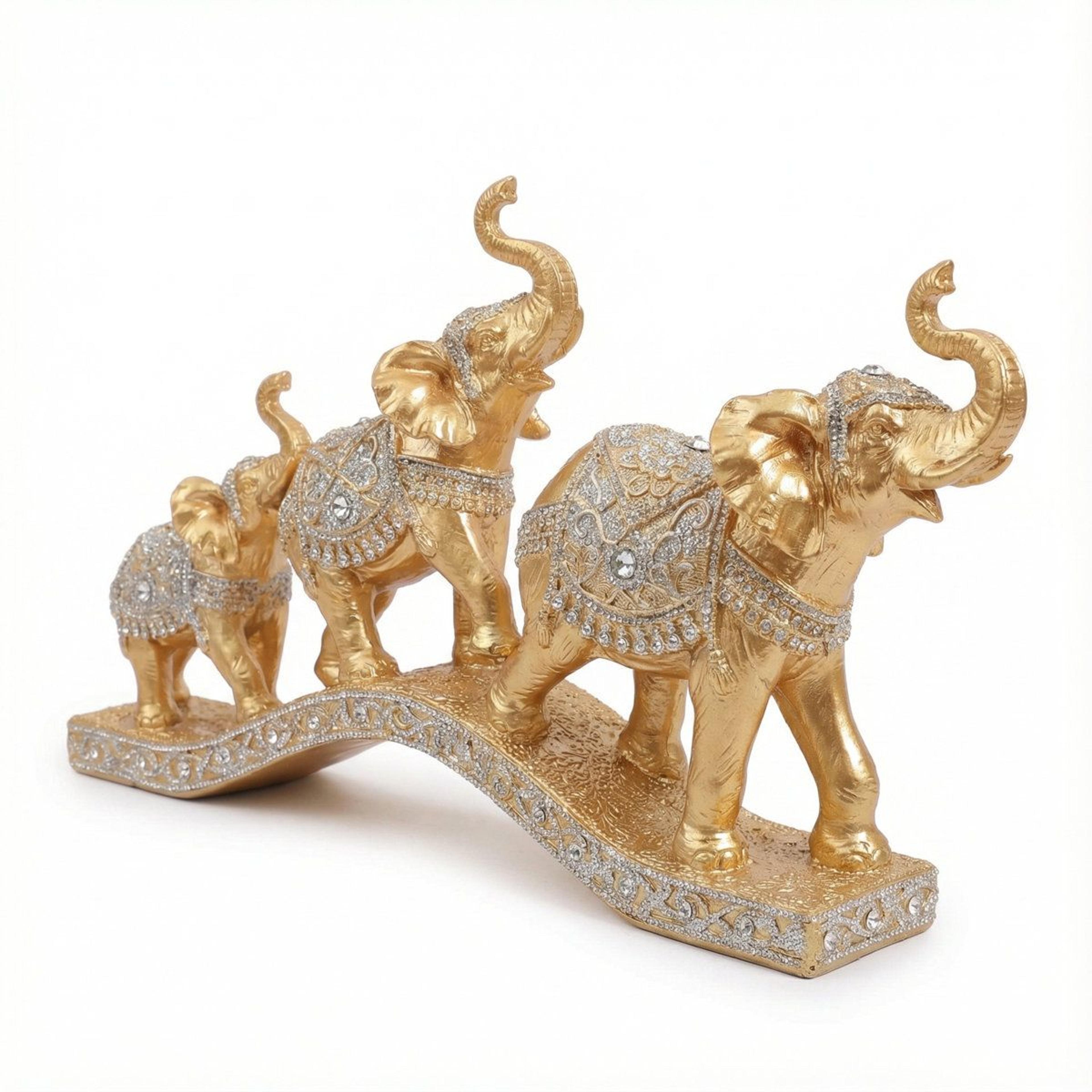 hand-painted resin elephant family statue for home decor