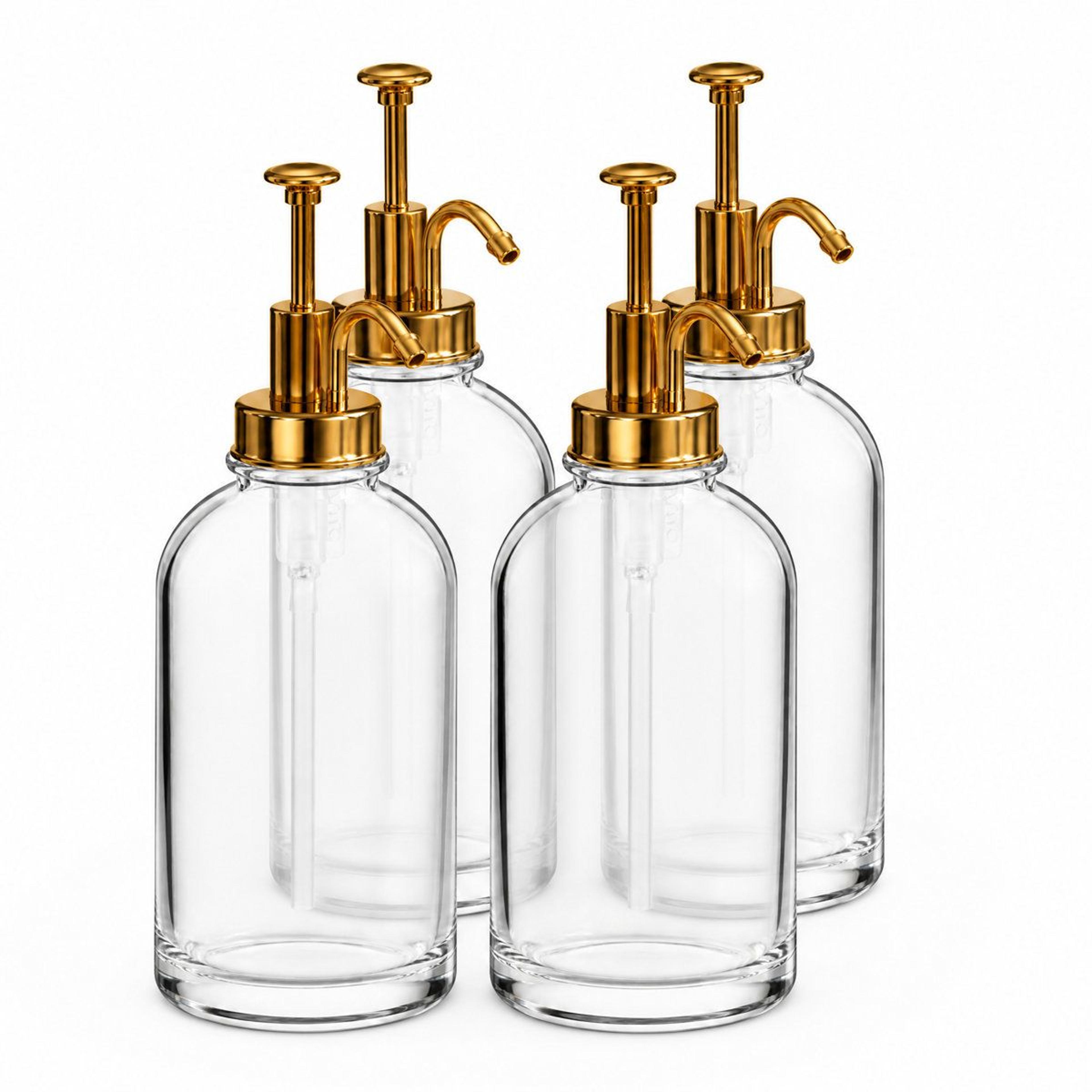 4 pack coffee syrup dispenser set with 16.9 oz glass pump bottles and labels