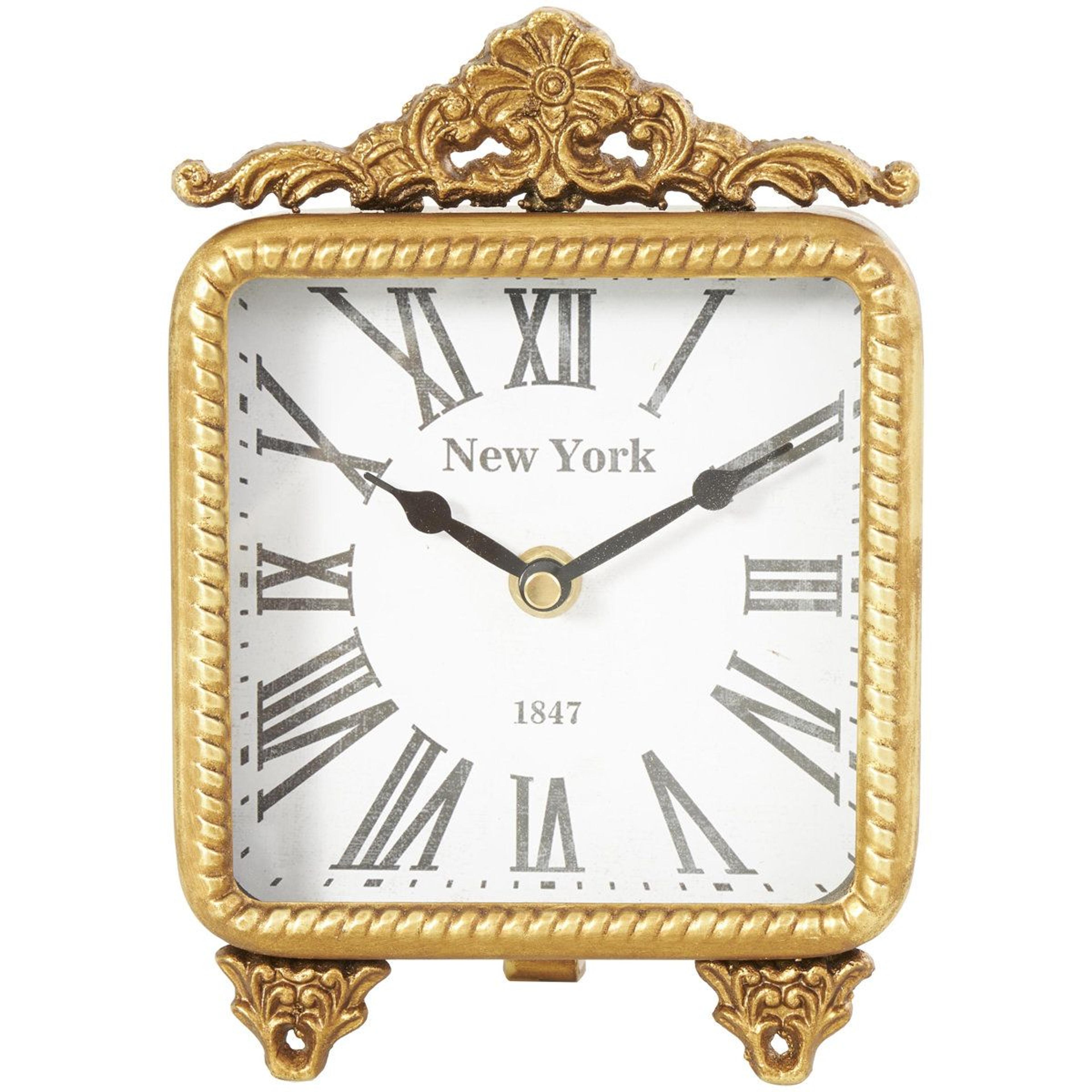 antique gold scroll mantel clock with silent quartz movement