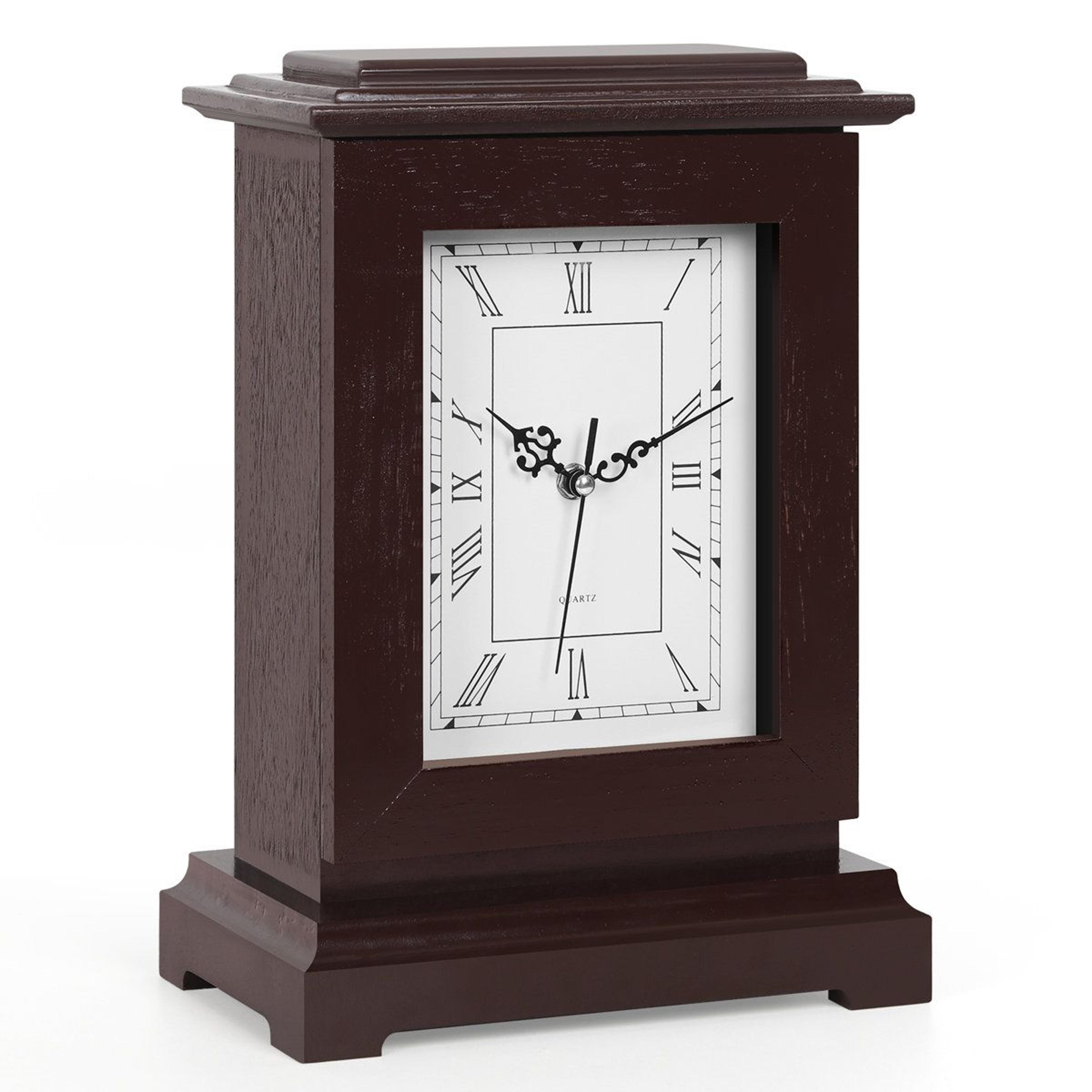 mahogany hidden storage clock vintage roman numeral mantel decor