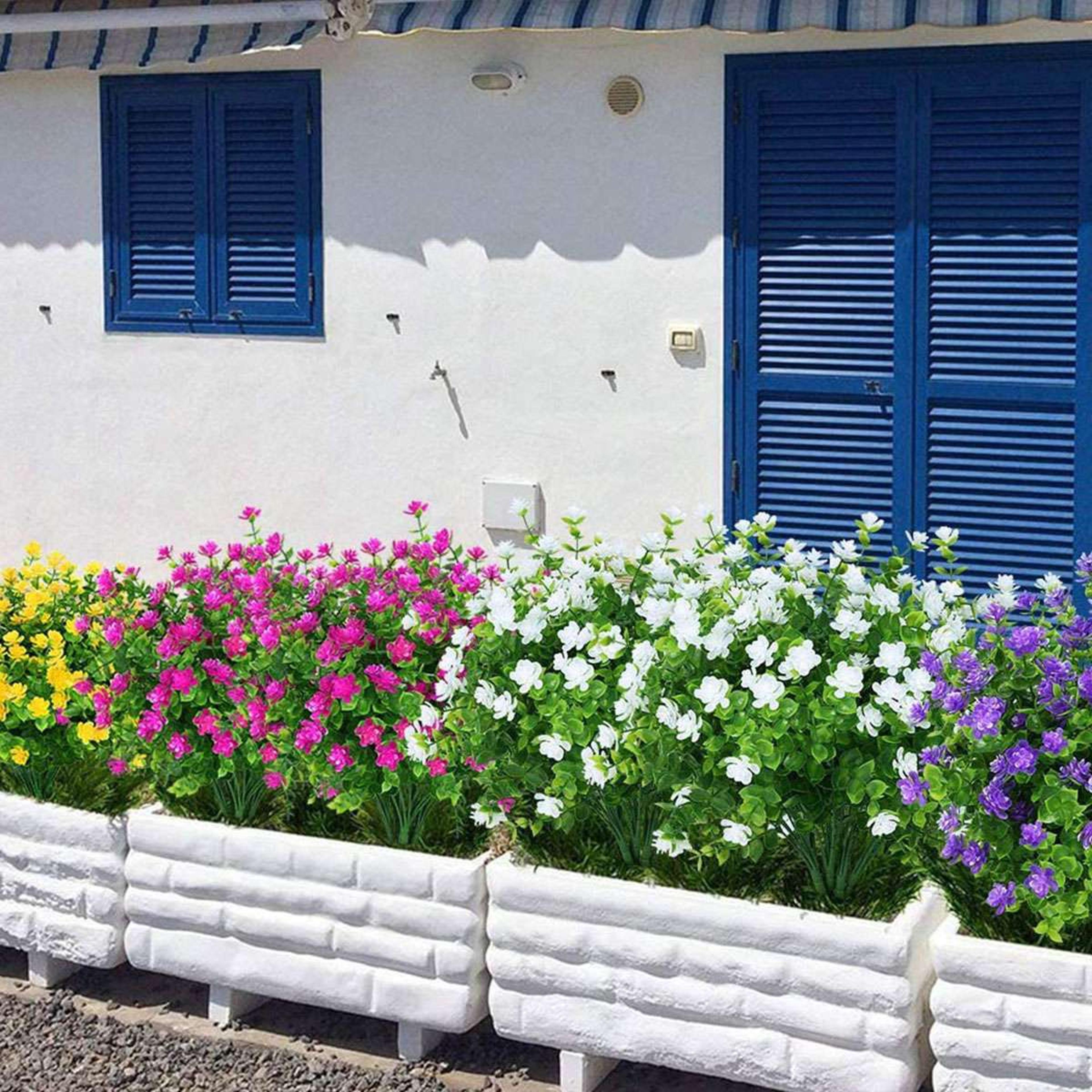 everbloom 4-bundle uv resistant outdoor artificial flowers for planters
