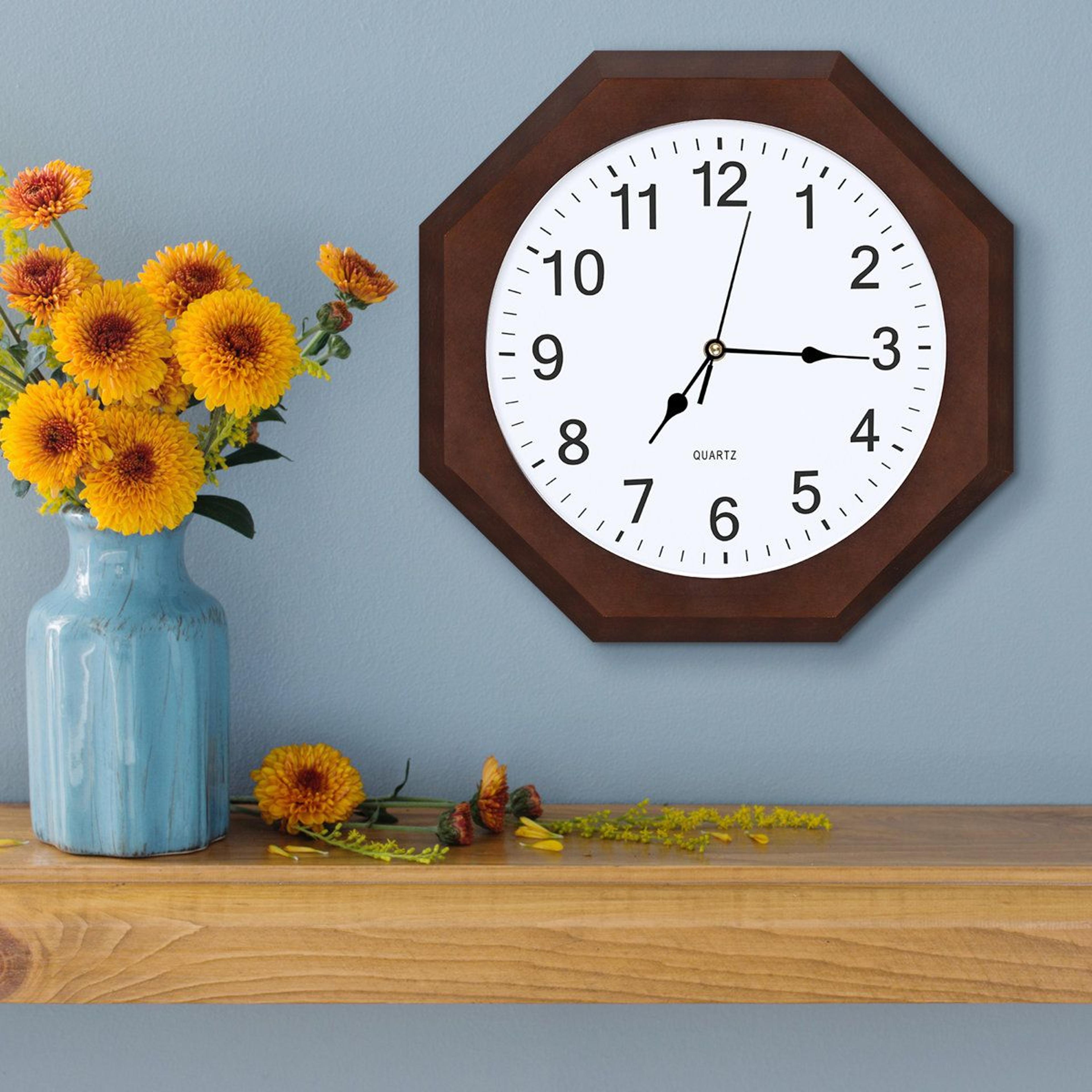 gloyd octagonal mahogany wall clock with quiet quartz movement