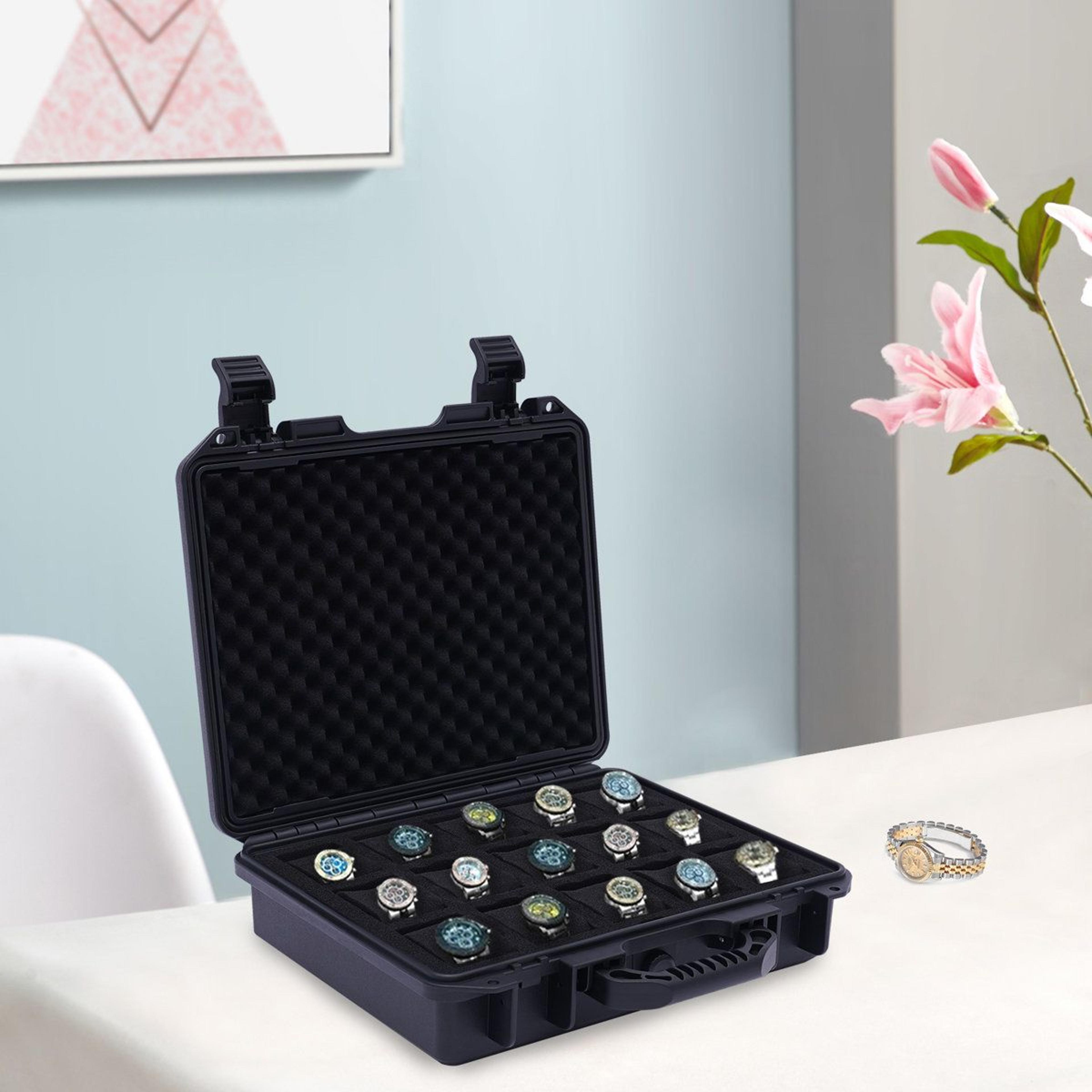 15 slot waterproof watch box and watch storage case with protective foam