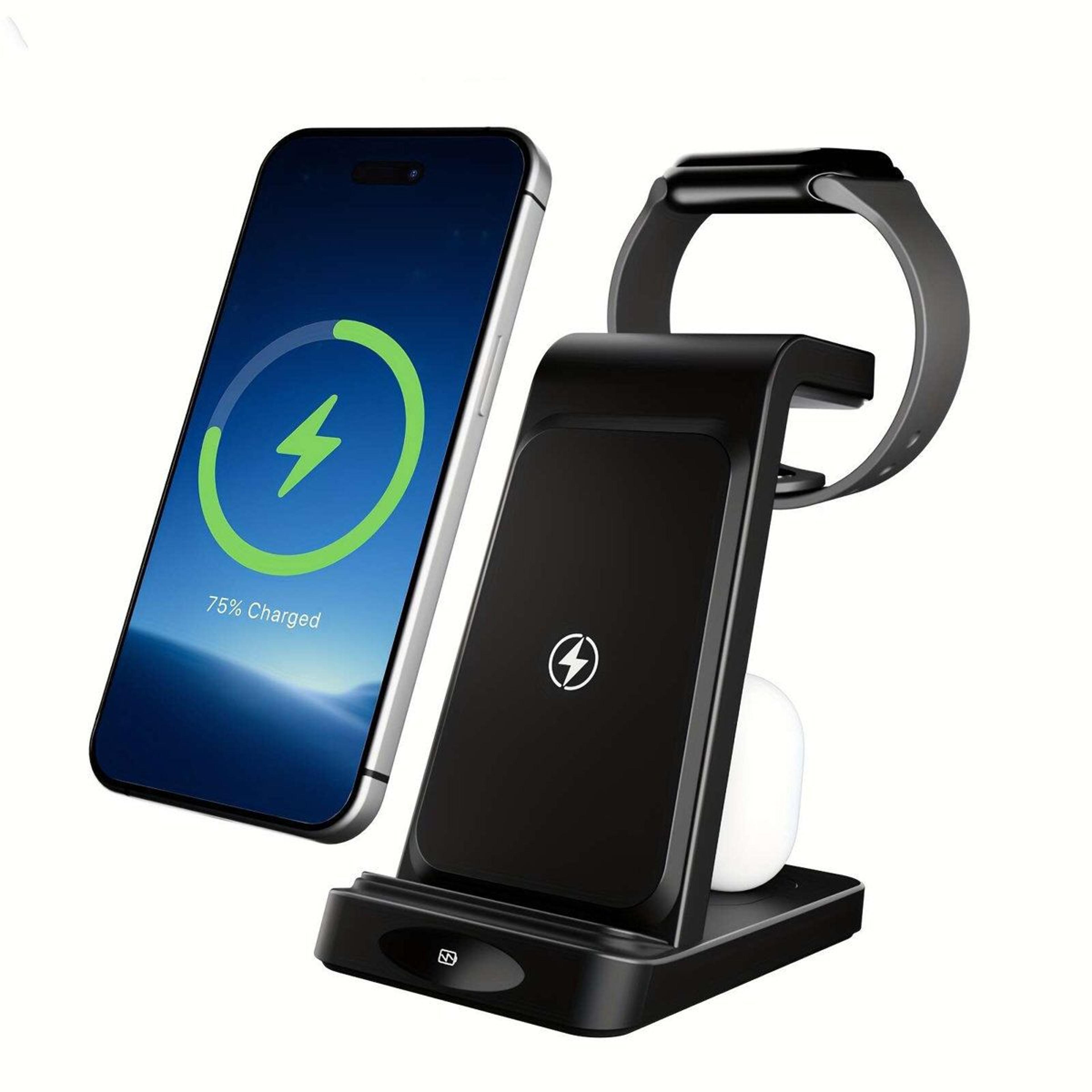 3 in 1 wireless charging station 15w fast phone watch and earbuds charger