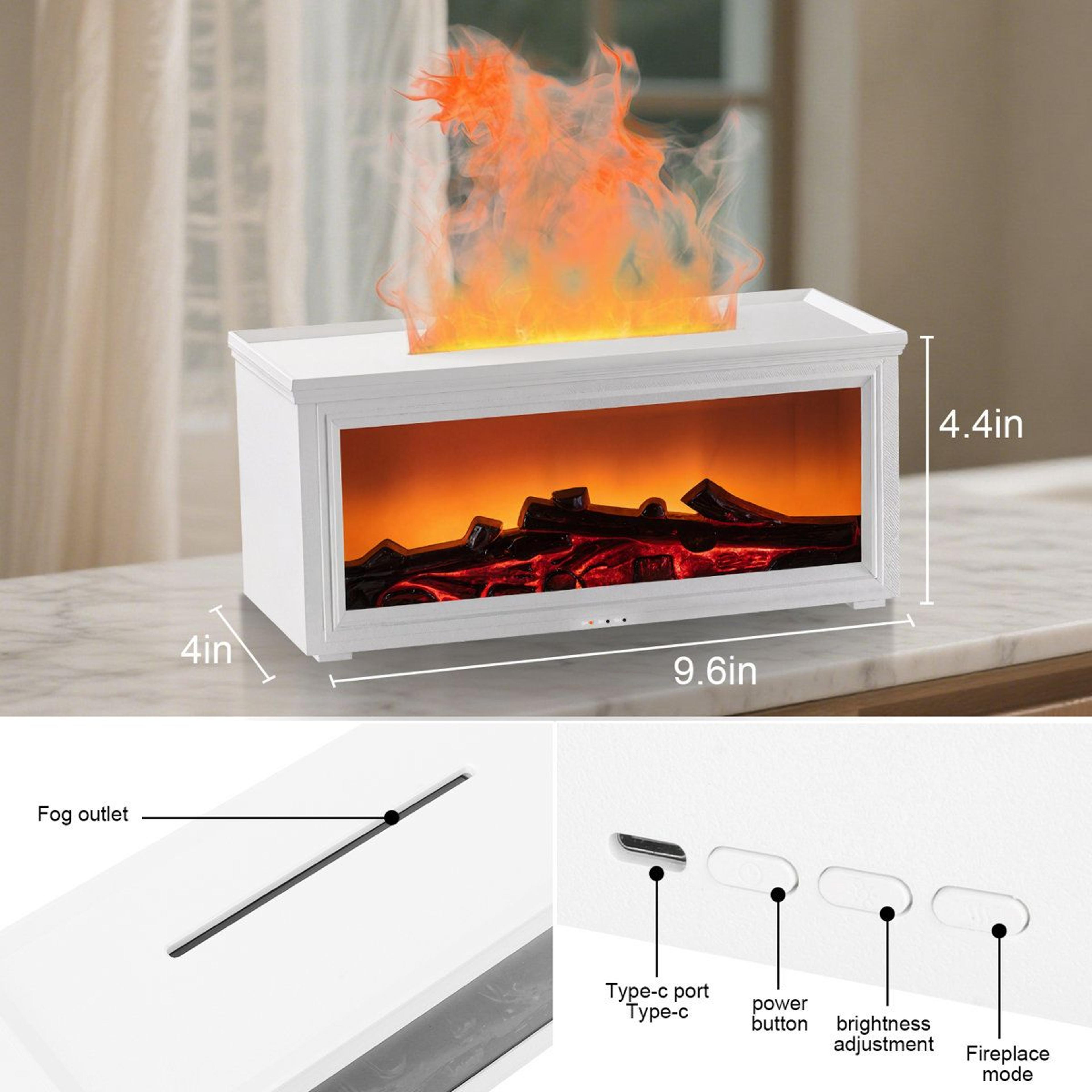 280ml fireplace humidifier and essential oil diffuser with 7 color light