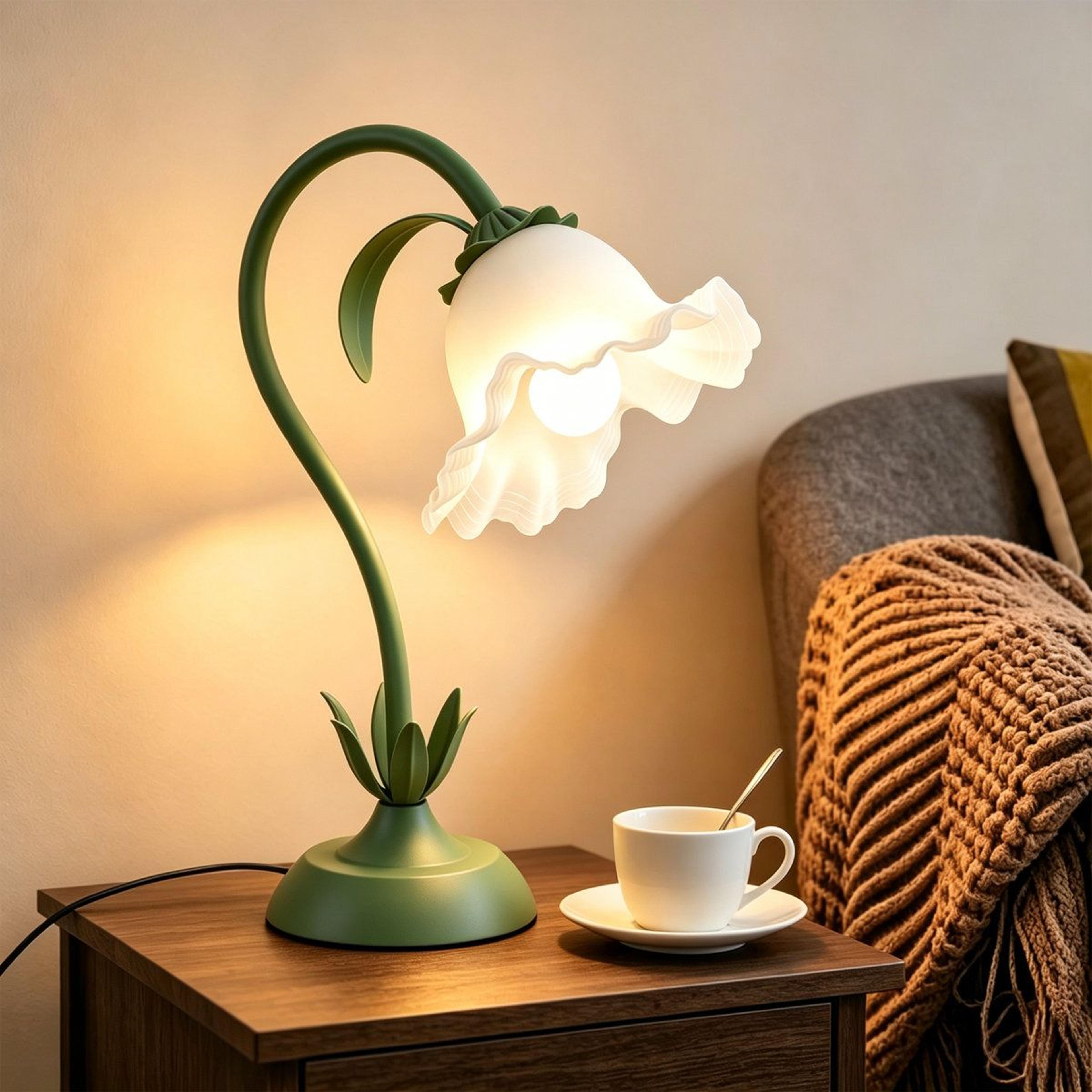lily of the valley flower table lamp with 3 color bedside reading light