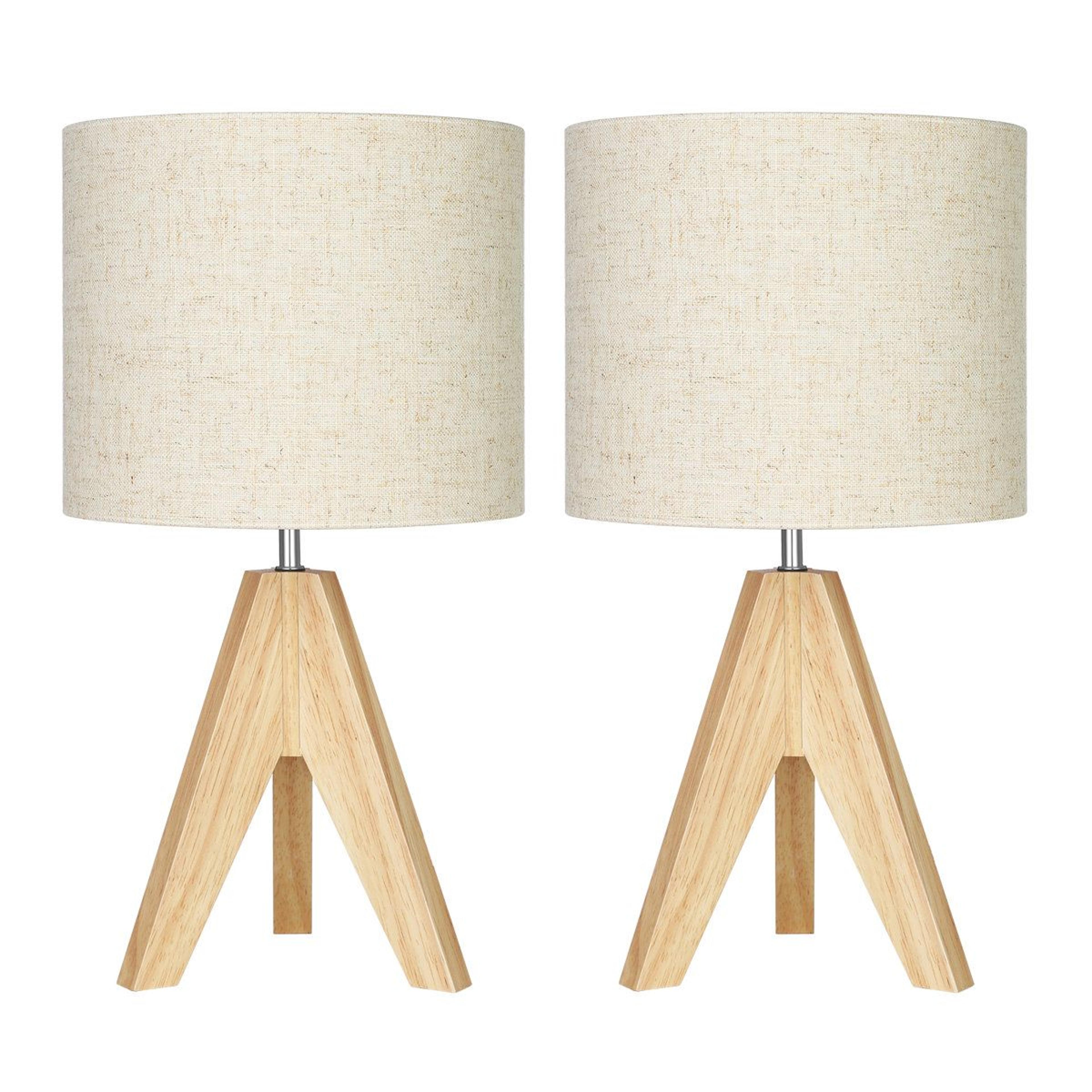 fidel wooden tripod table lamp set of 2 with linen shades