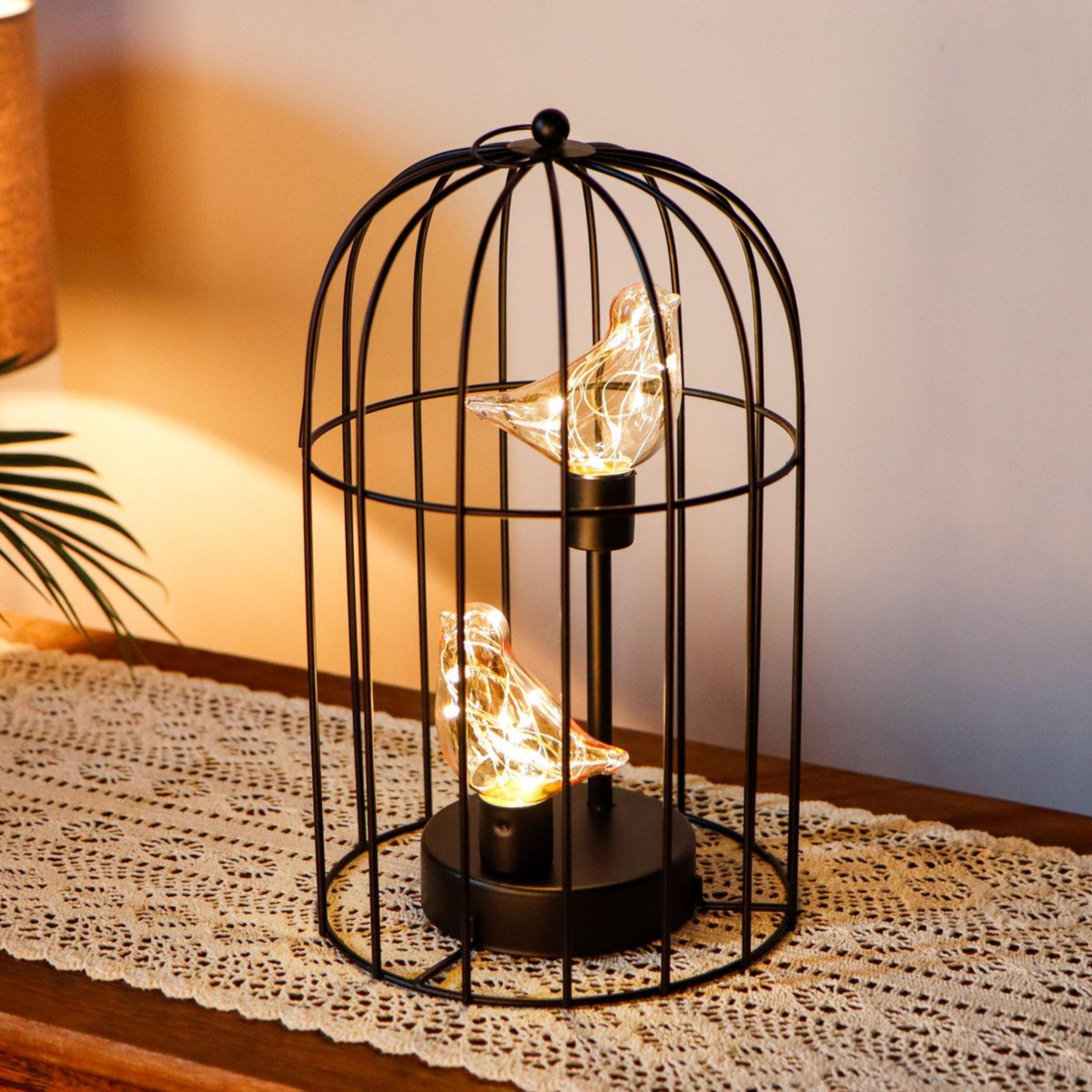 12 inch birdcage decorative lamp cordless table lamp with warm white bird lights