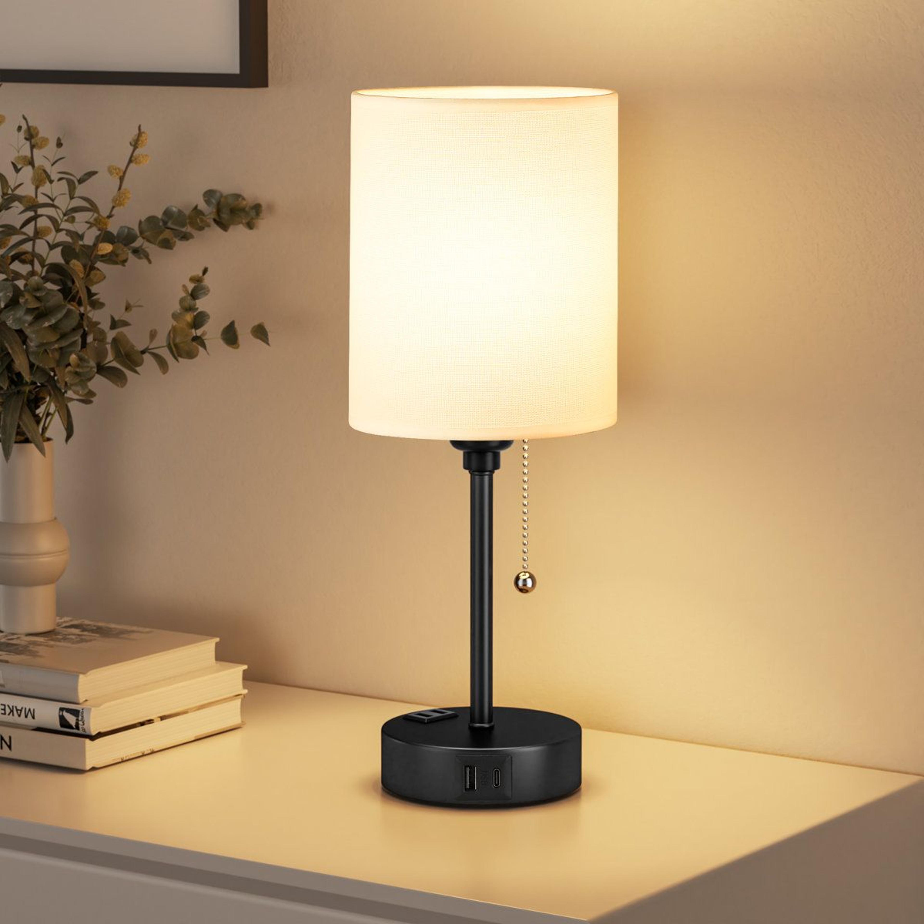14.6 inch bedside table lamp with usb ports and 3 way dimming