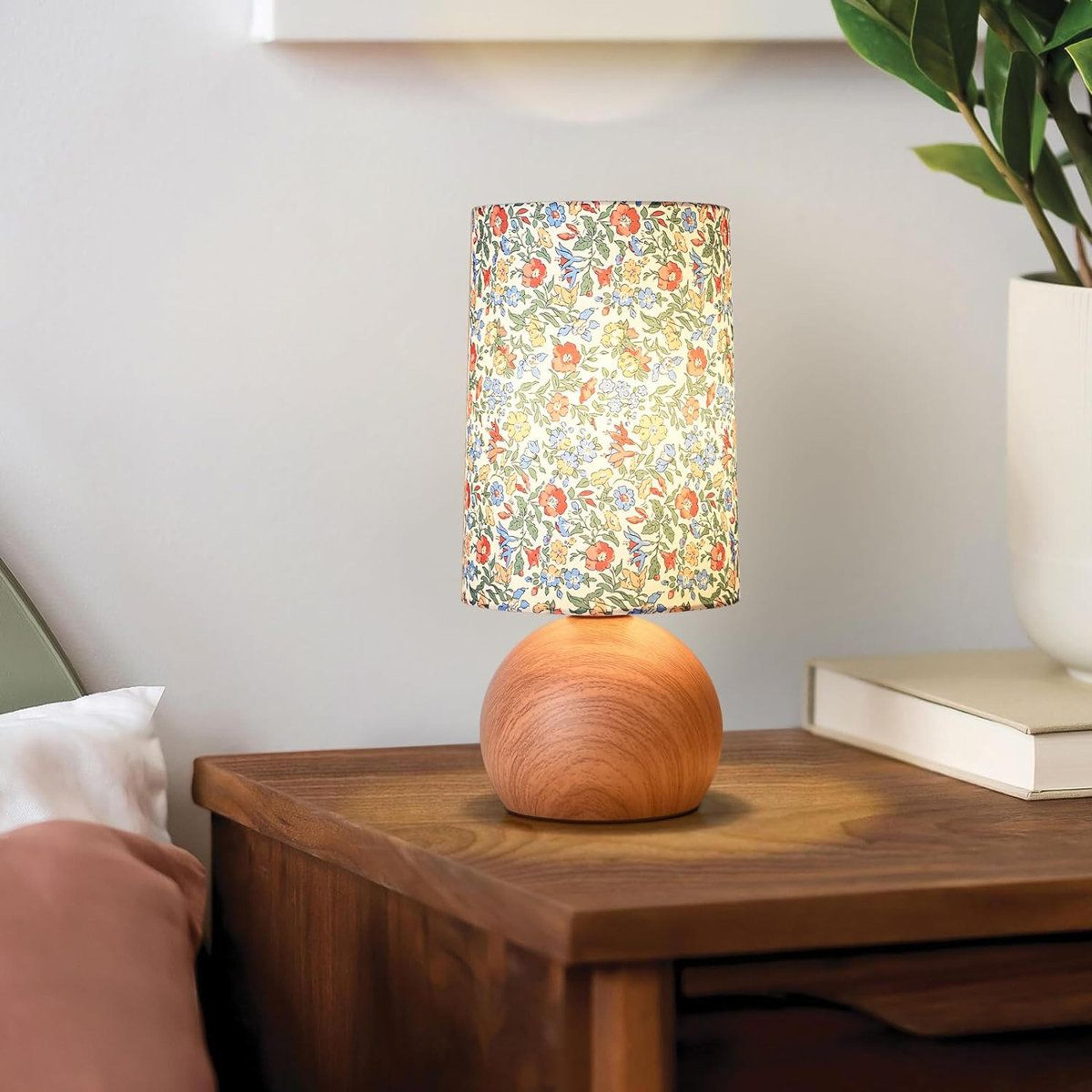 14.56 inch floral table lamp farmhouse mini bedside lamp with beige linen shade