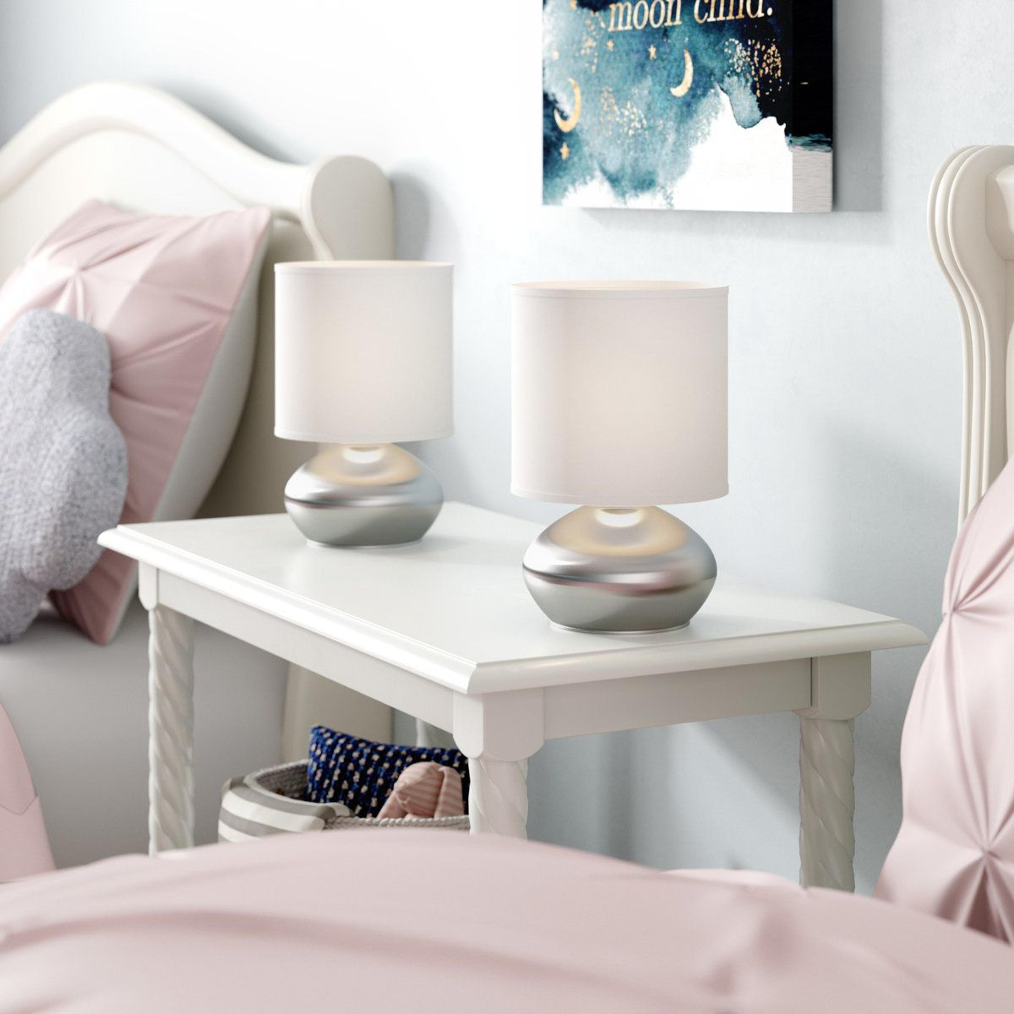 3 way touch bedside lamps set of 2 brushed nickel mini table lamps